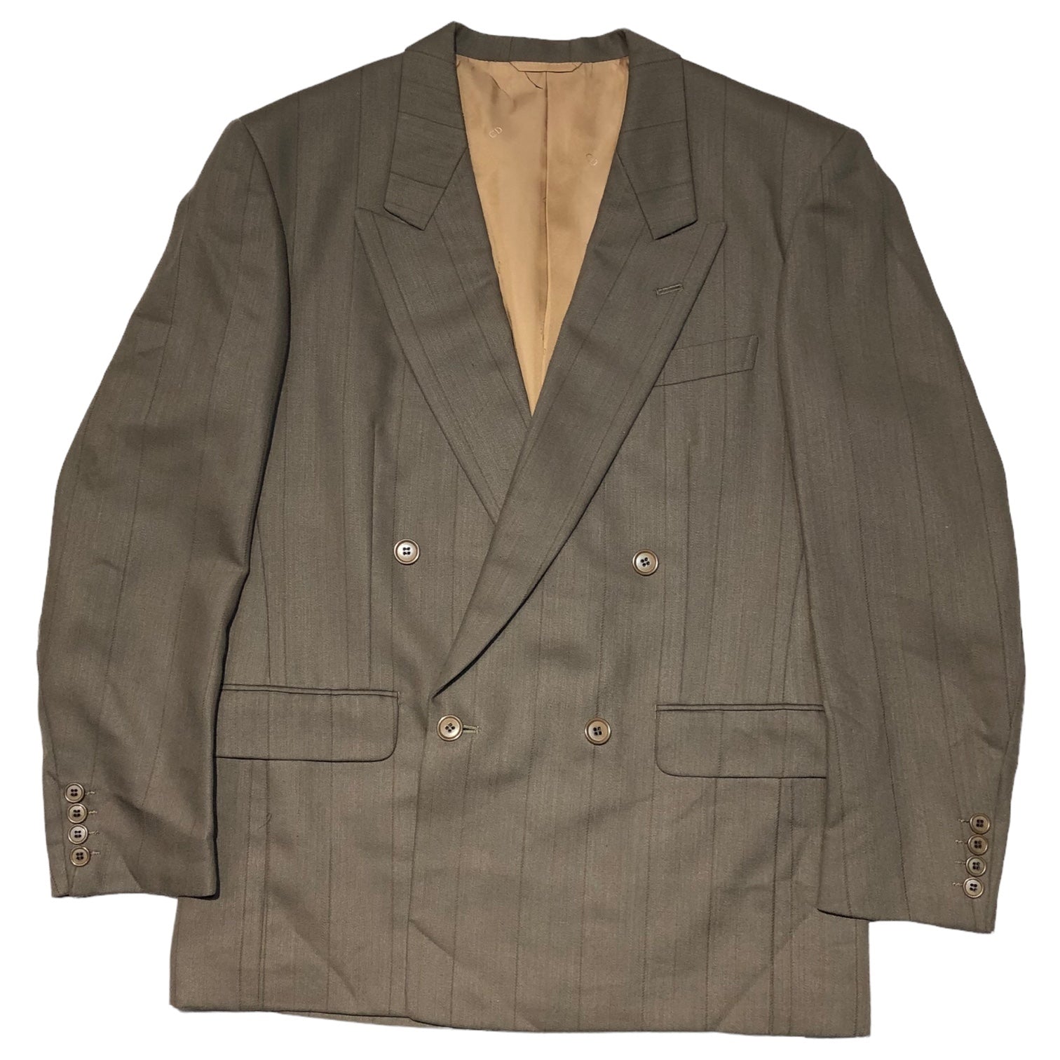 Christian Dior MONSIEUR(クリスチャンディオールムッシュ) 80's ~ 90's striped double jacket setup ストライプ ダブル ジャケット セットアップ スーツ 80年代~90年代 A-4(M程度) ベージュ