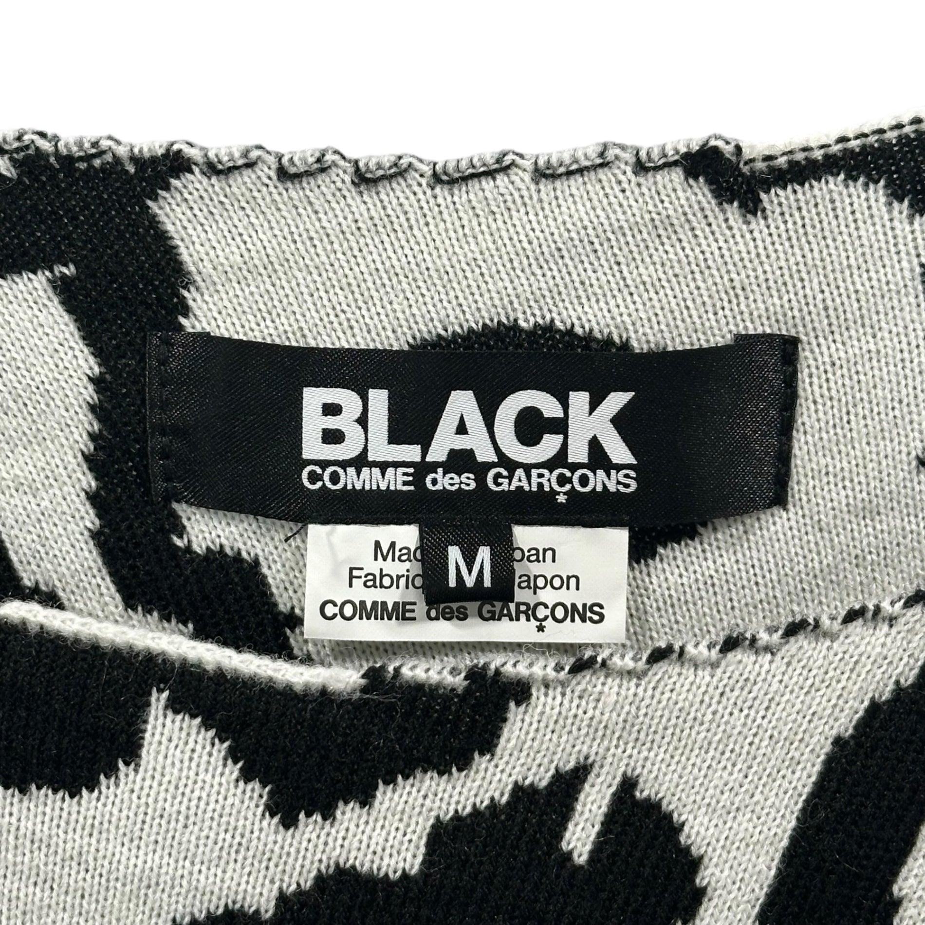 BLACK COMME des GARCONS(ブラックコムデギャルソン) Monochrome Leopard Print Acrylic Wool Knit モノクロ ヒョウ柄 アクリル ウール ニット ホワイト×ブラック