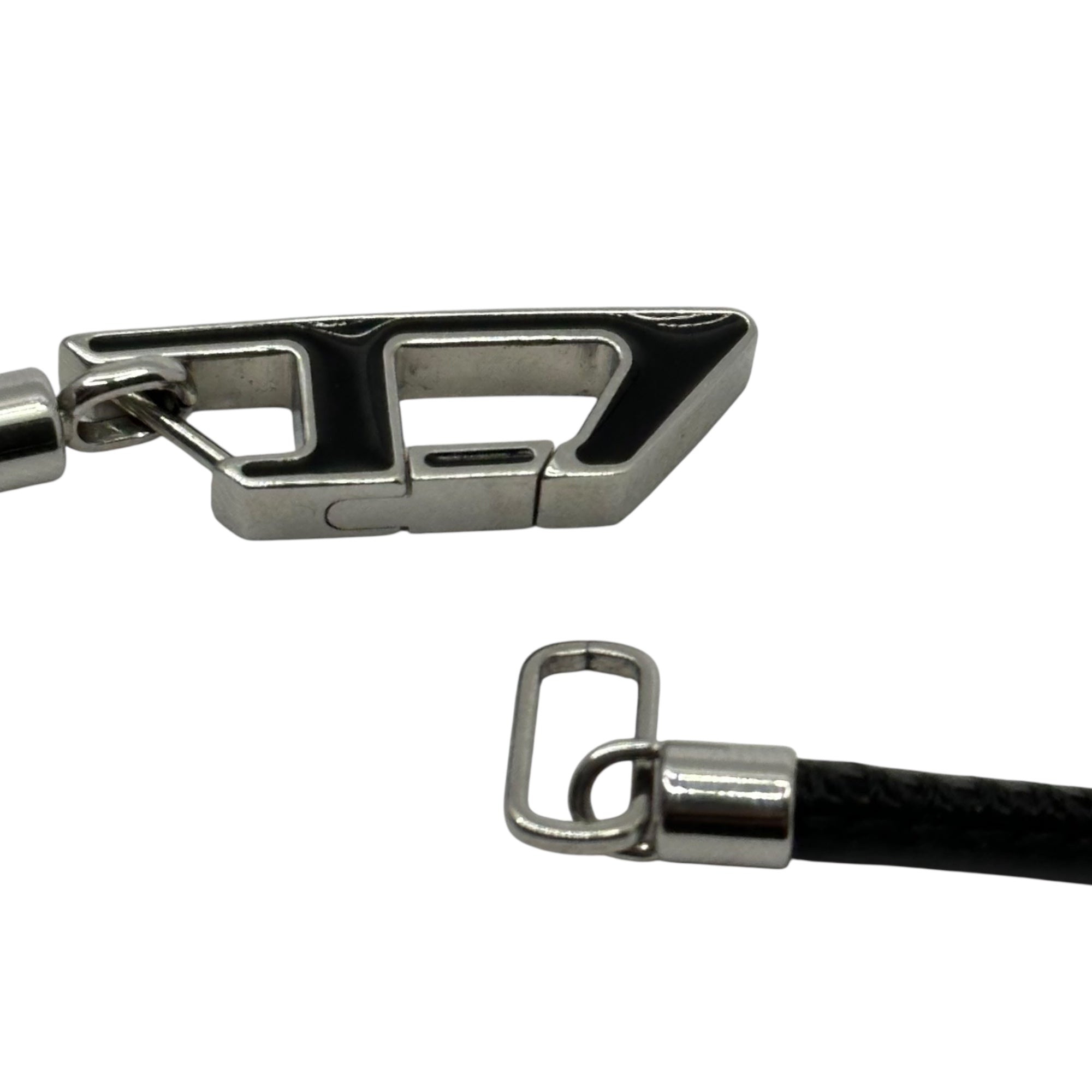 DIESEL(ディーゼル) Logo asymmetrical chain necklace ロゴ アシンメトリー チェーン ネックレス シルバー×ブラック