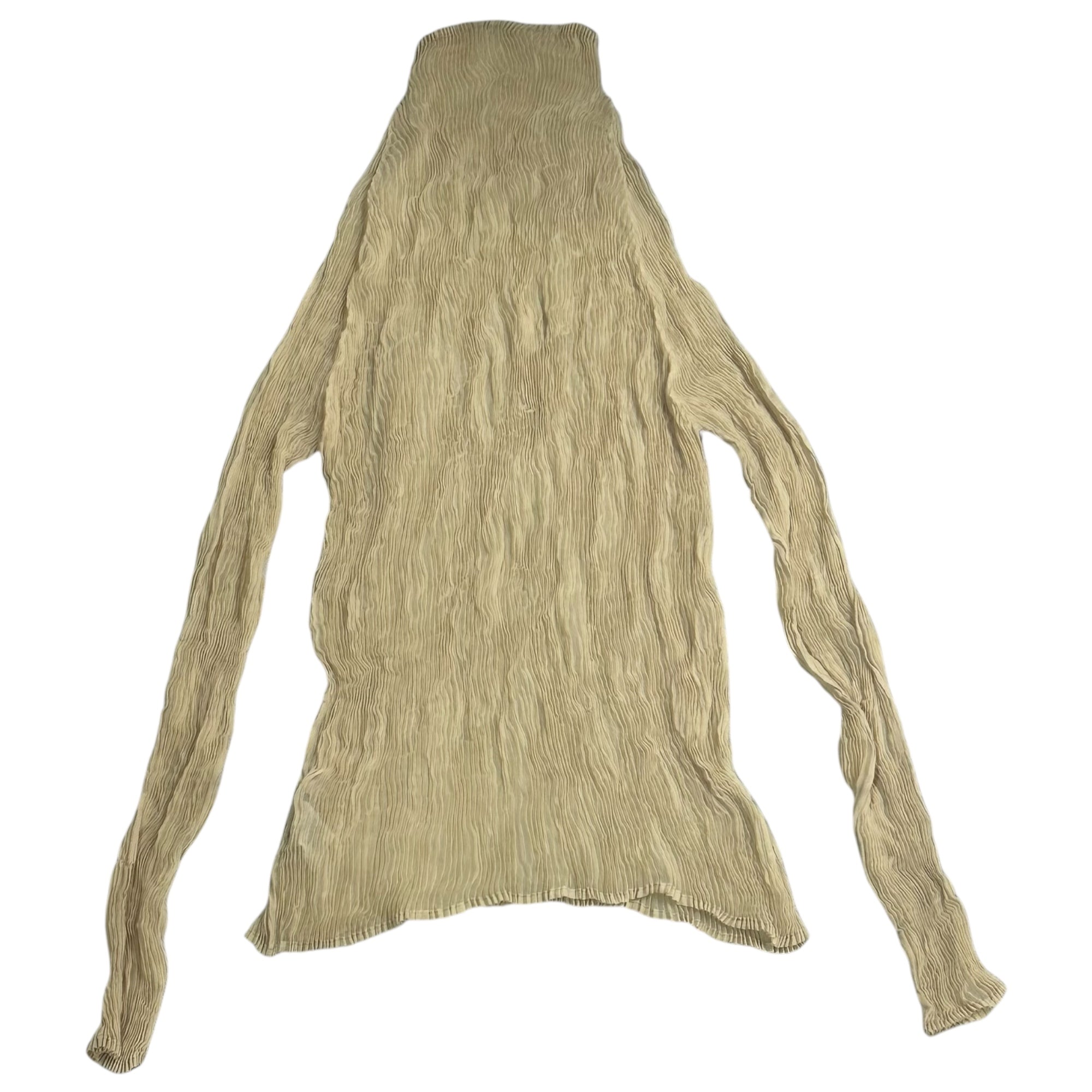 ISSEY MIYAKE(イッセイミヤケ) 21SS Pleated long-sleeved pullover cut and sewn プリーツ 長袖 プルオーバー カットソー IM11GJ412 2(M程度) ベージュ ブラウス