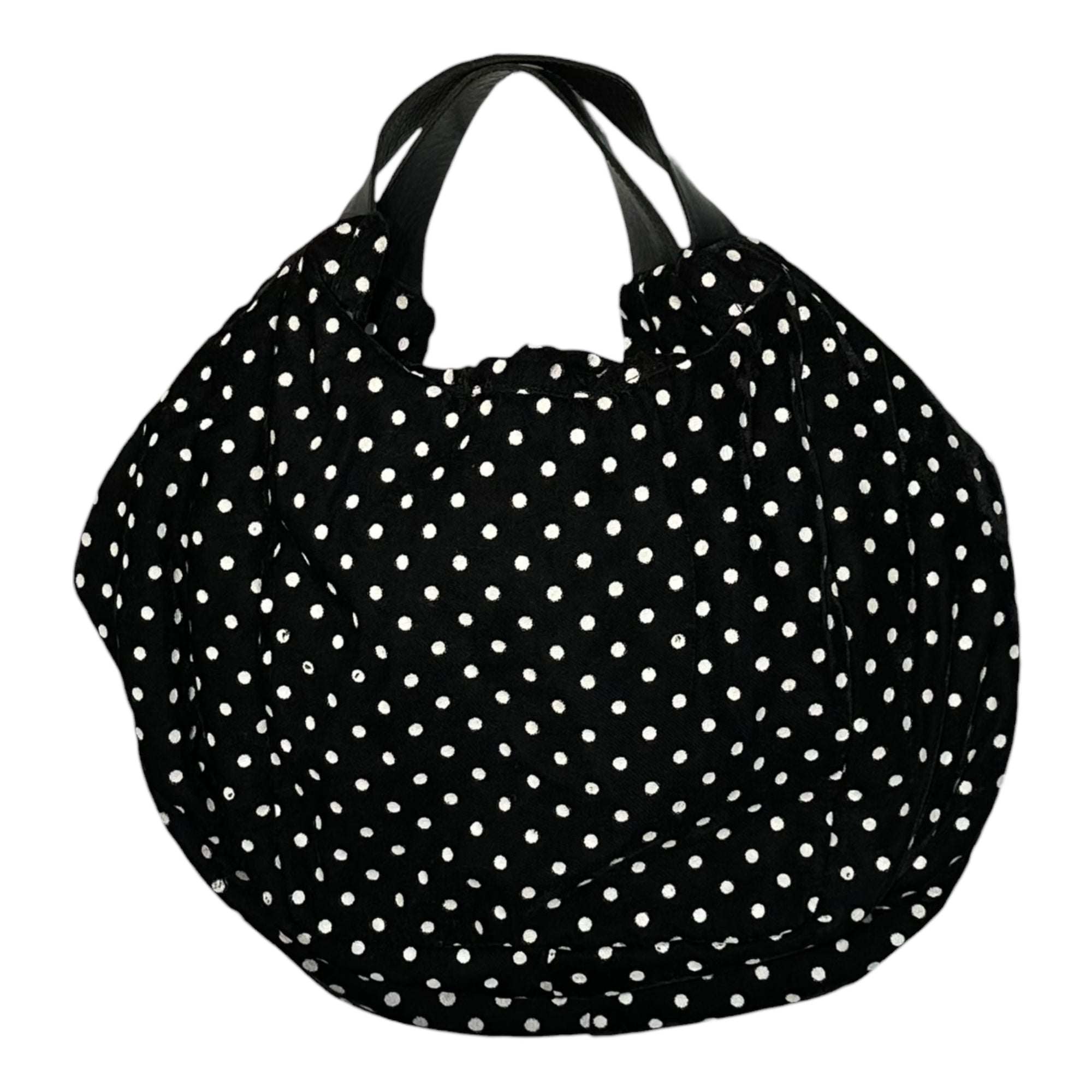 tricot COMME des GARCONS(トリココムデギャルソン) Polka Dot Velour Leather Handle Tote Bag ドット柄 ベロア レザー ハンドル トート バッグ TB-K210 ブラック×ホワイト