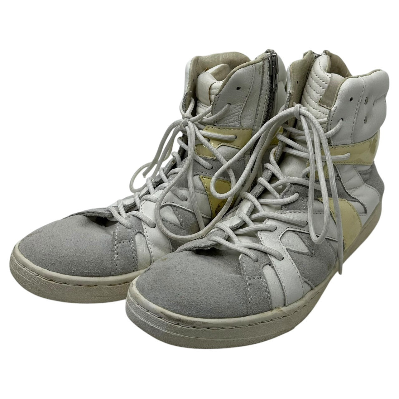 White Flags(ホワイトフラッグス) レザー ローカット スニーカー キルティング パテント 42(26.5cm程度) ブラック×ホワイト