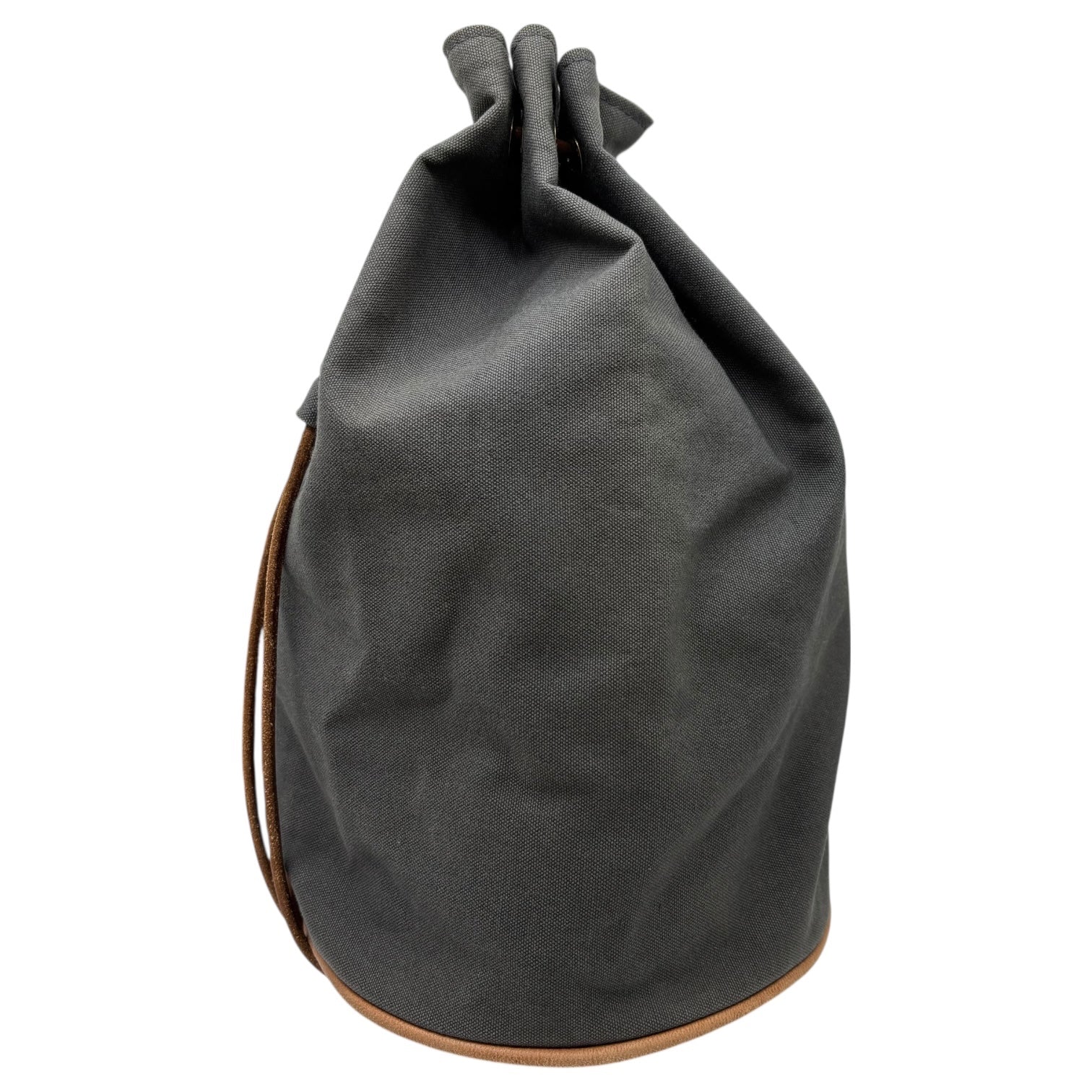 HERMES(エルメス) Polochon Mimir Drawstring Knapsack Shoulder Bag ポロションミミル 巾着 ナップサック ショルダー バッグ グレー×ブラウン