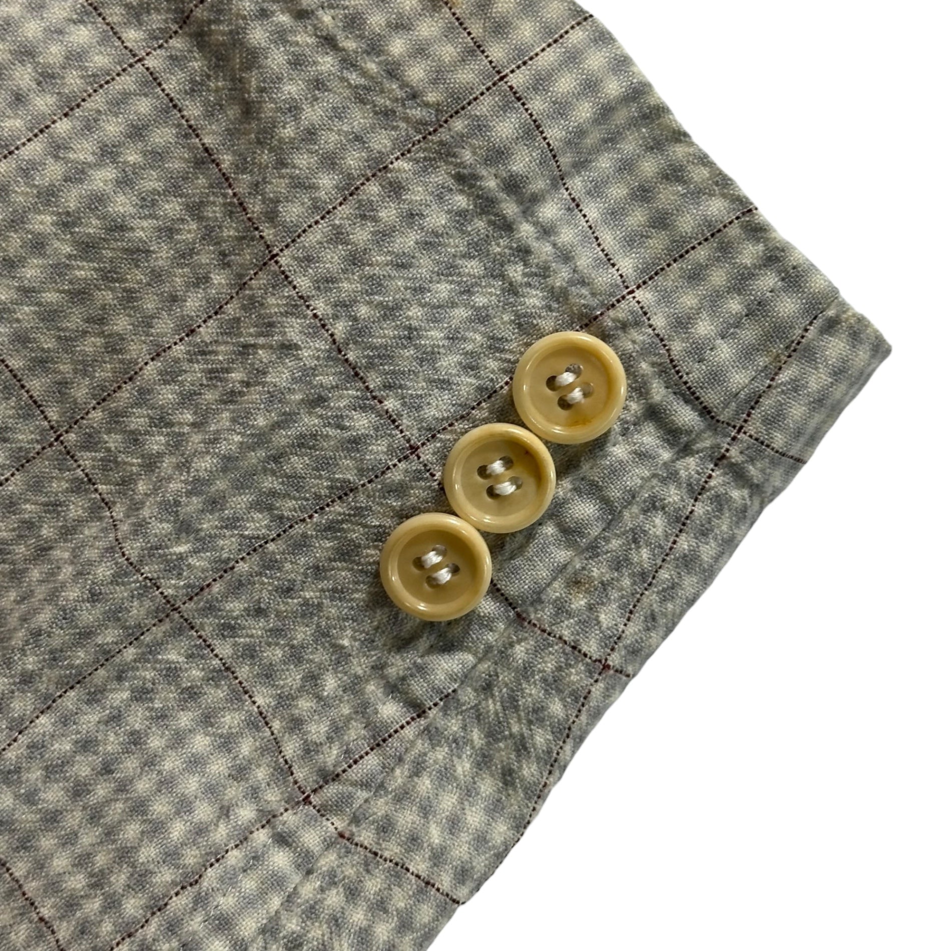 COMME des GARCONS HOMME(コムデギャルソンオム) 1994SS Vintage Wool Check 4B Jacket ヴィンテージ ウール チェック 4ボタン ジャケット HJ-040900 M アイボリー AD1993 田中啓一氏デザイン期 田中オム
