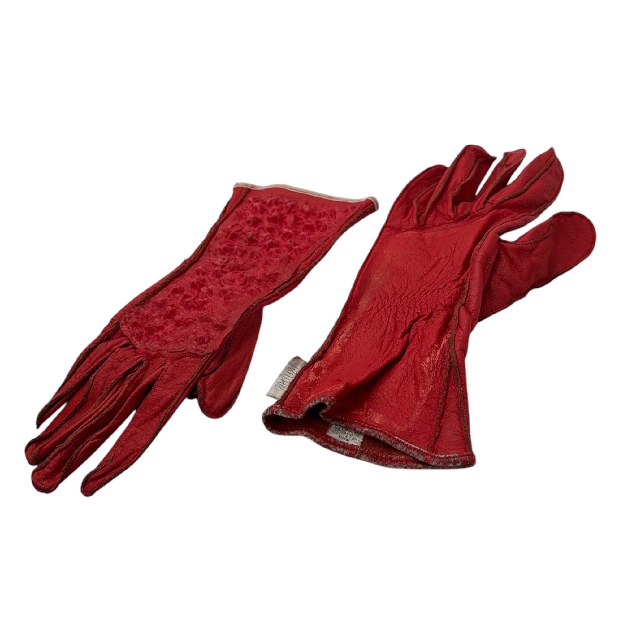 20471120(トゥーオーフォーセブンワンワントゥーオー) 97SS "IBO" Rubber Coated Leather Gloves イボ ラバー コーティング レザー グローブ レッド 90's 90年代 トライヴェンティ 手袋