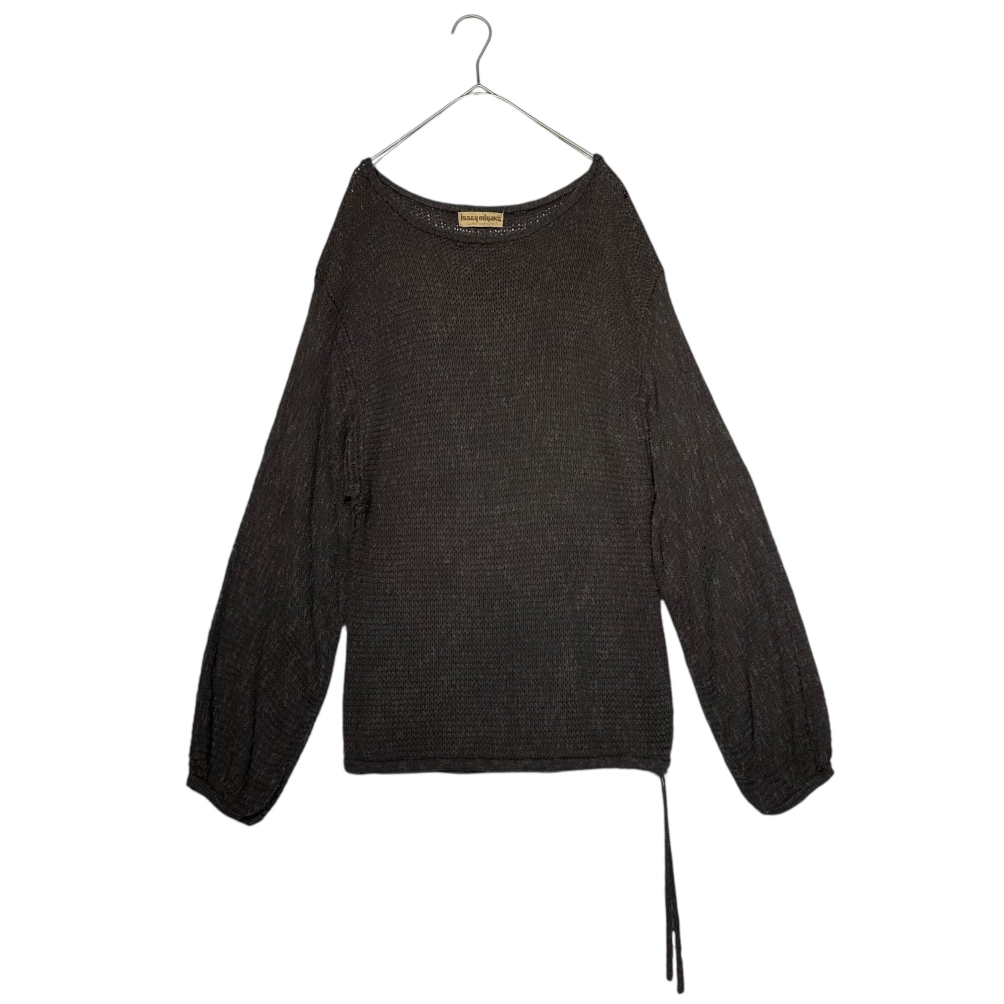 ISSEY MIYAKE(イッセイミヤケ) 70’S Linen blend cotton rayon knit pullover 70年代 リネン混 コットン レーヨン ニット プルオーバー ALL STYLEタグ FREE ブラウン 本人期 稀少品 アーカイヴ