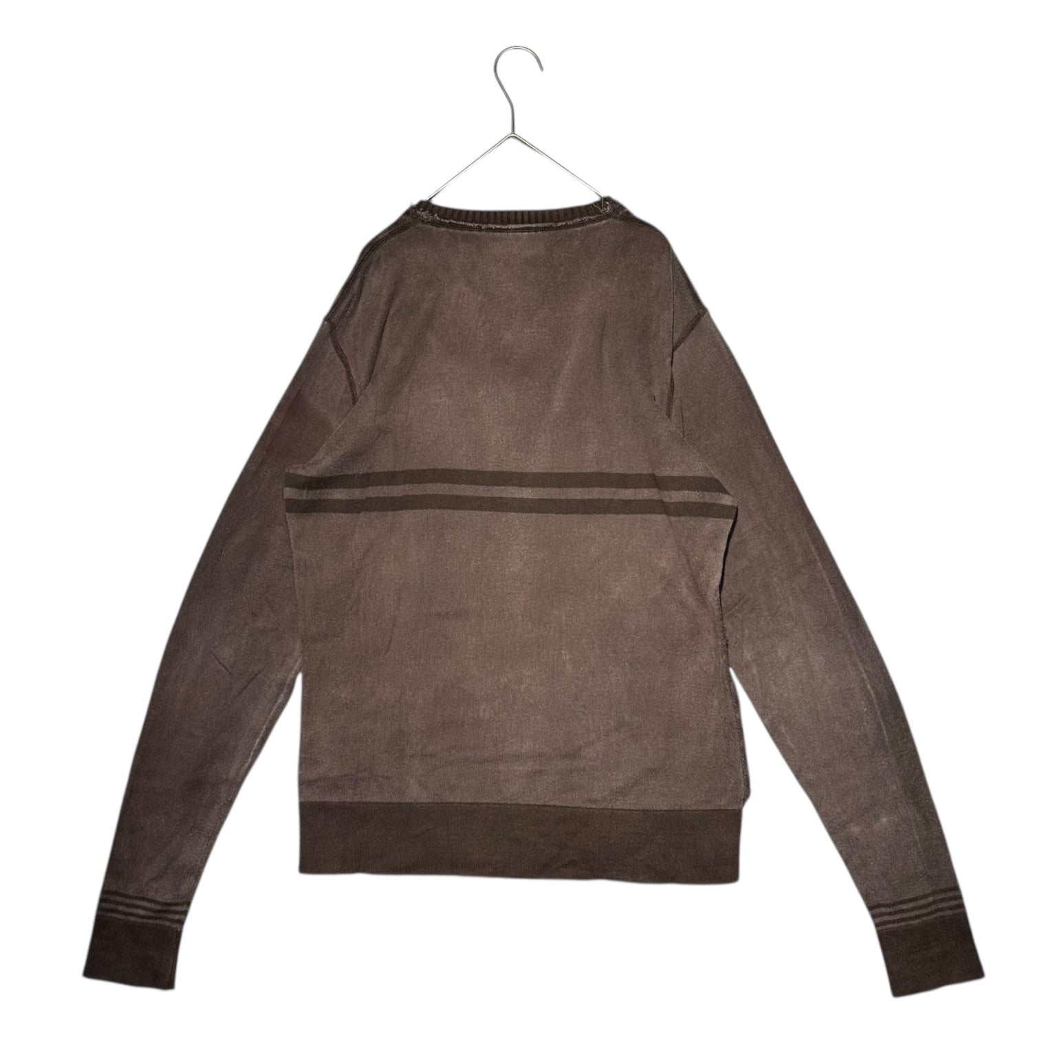 DIESEL(ディーゼル) 00's Front Print V-Neck Check Long Sleeve Sweatshirt Cut and Sewn フロントプリント Vネック チェック 長袖 スウェット カットソー M ボルドー Y2K