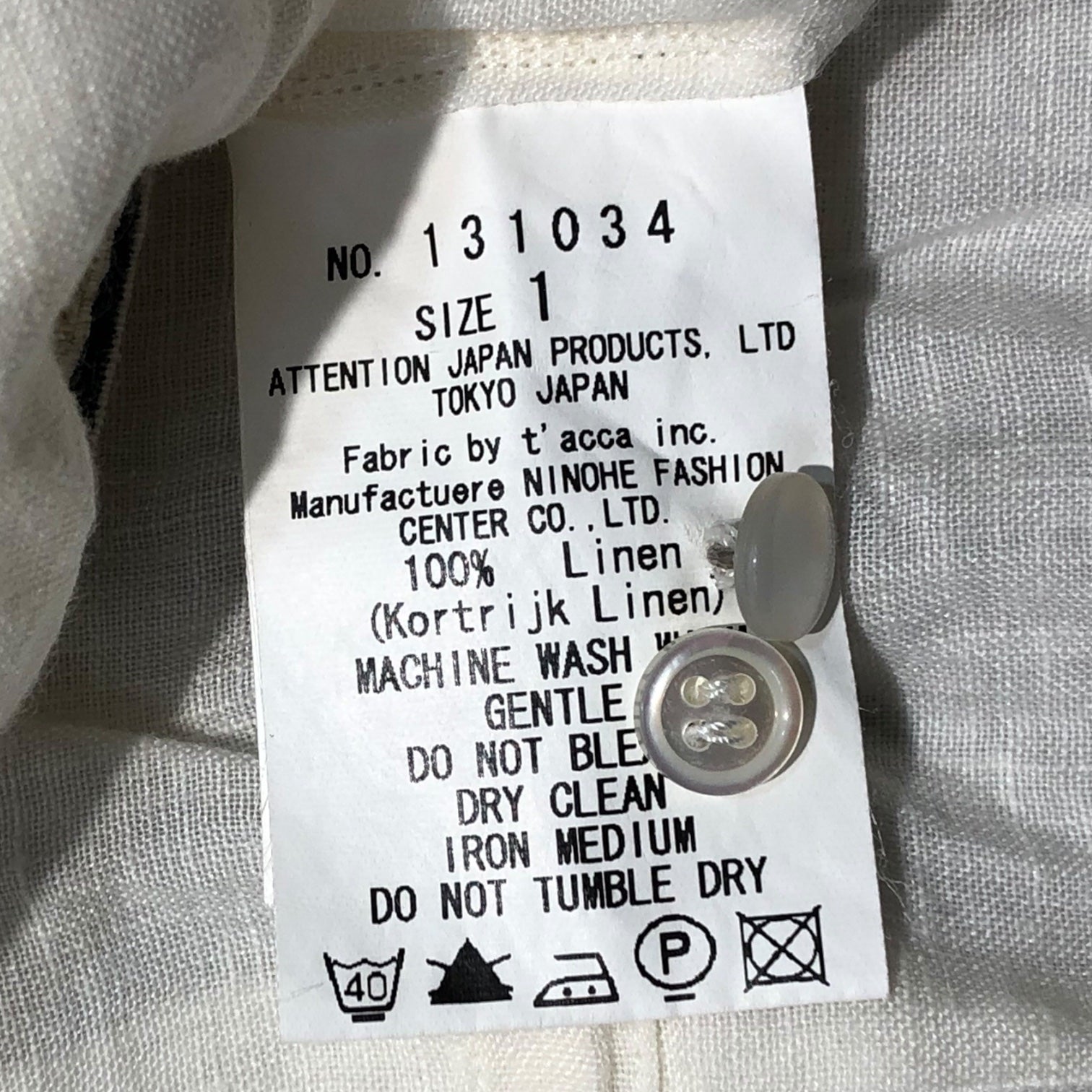 Vlas Blomme(ヴラスブラム) linen blouse コルトレイク リネン ブラウス 131034 1(S) ホワイト