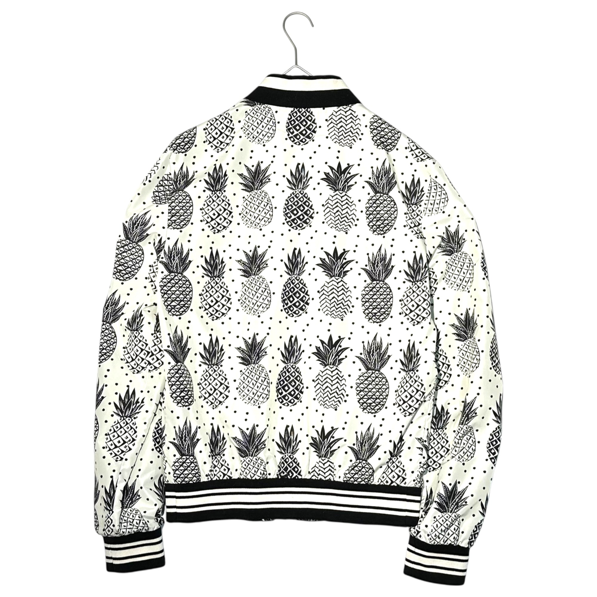 DOLCE&GABBANA(ドルチェ&ガッバーナドルガバ) Pineapple pattern polyester blouson jacket パイナップル柄 ポリエステル ブルゾン G9IJ8T FSM48 48(M程度) ホワイト×ブラック ジャケット