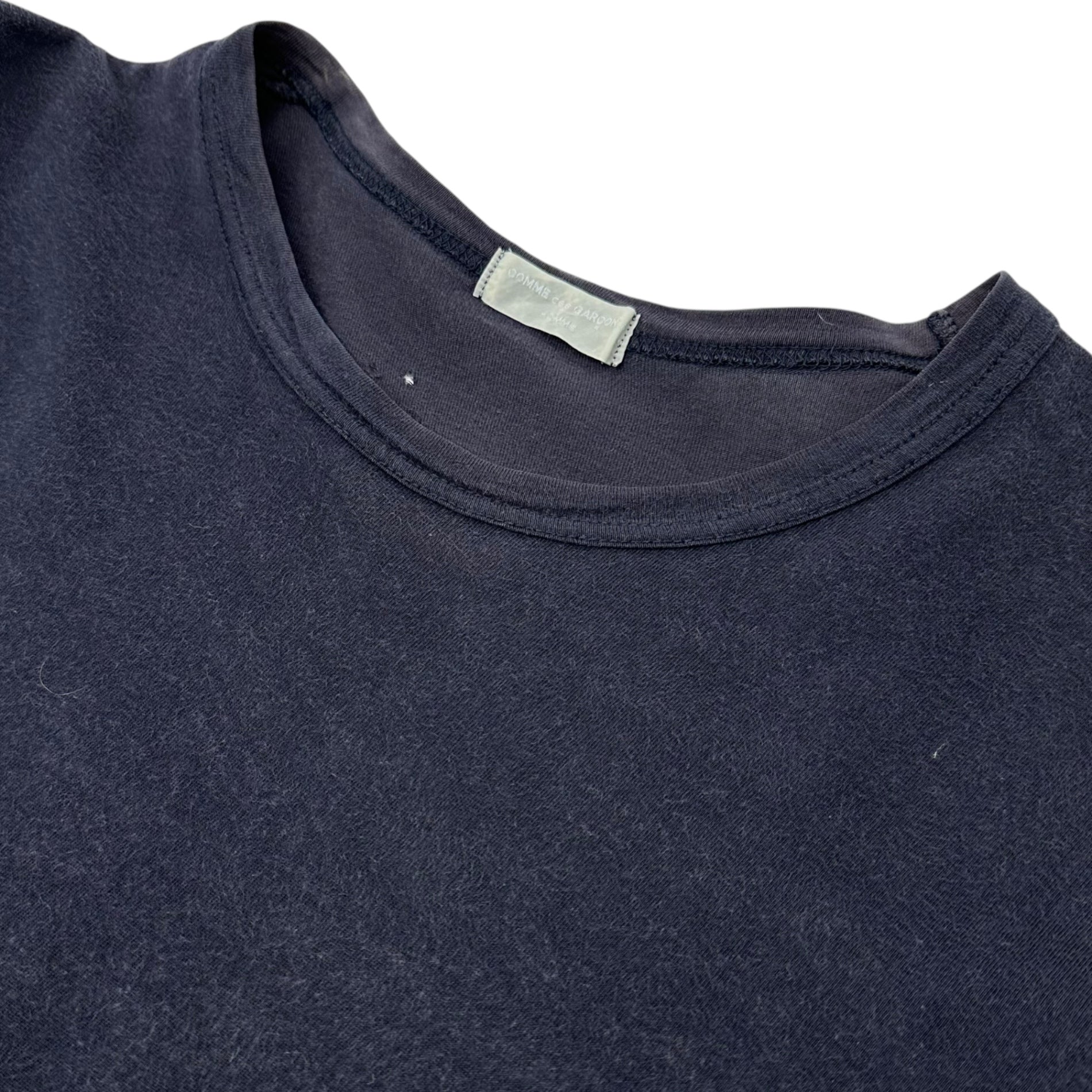 COMME des GARCONS HOMME(コムデギャルソンオム) 80's 1989 back logo print T-shirt 80年代 バックロゴ プリント Tシャツ 川久保玲 本人期 FREE ネイビー