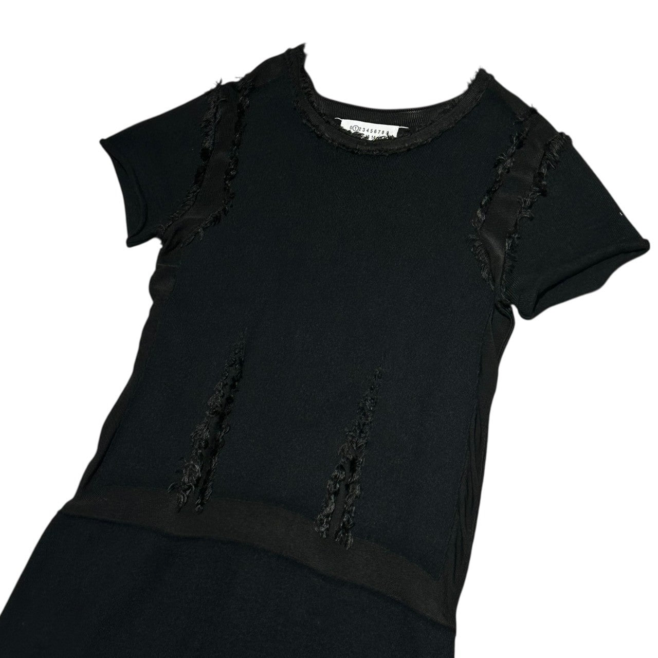 MAISON MARGIELA(メゾンマルジェラ) 16AW french sleeve knit dress フレンチスリーブ フリンジ ニット ワンピース ドレス 切替 S51CT0743 L ブラック