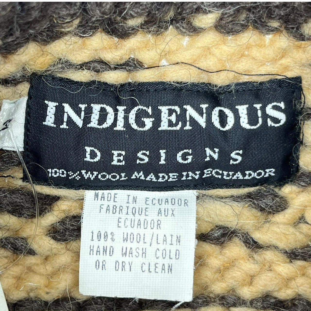 INDIGENOUS DESIGNS(インディアンデザインズ) Ecuador made Indian low gauge knit エクアドル製 インディアン ローゲージ ニット 環境保護 サスティナブル オーガニック M ブラウン×ベージュ