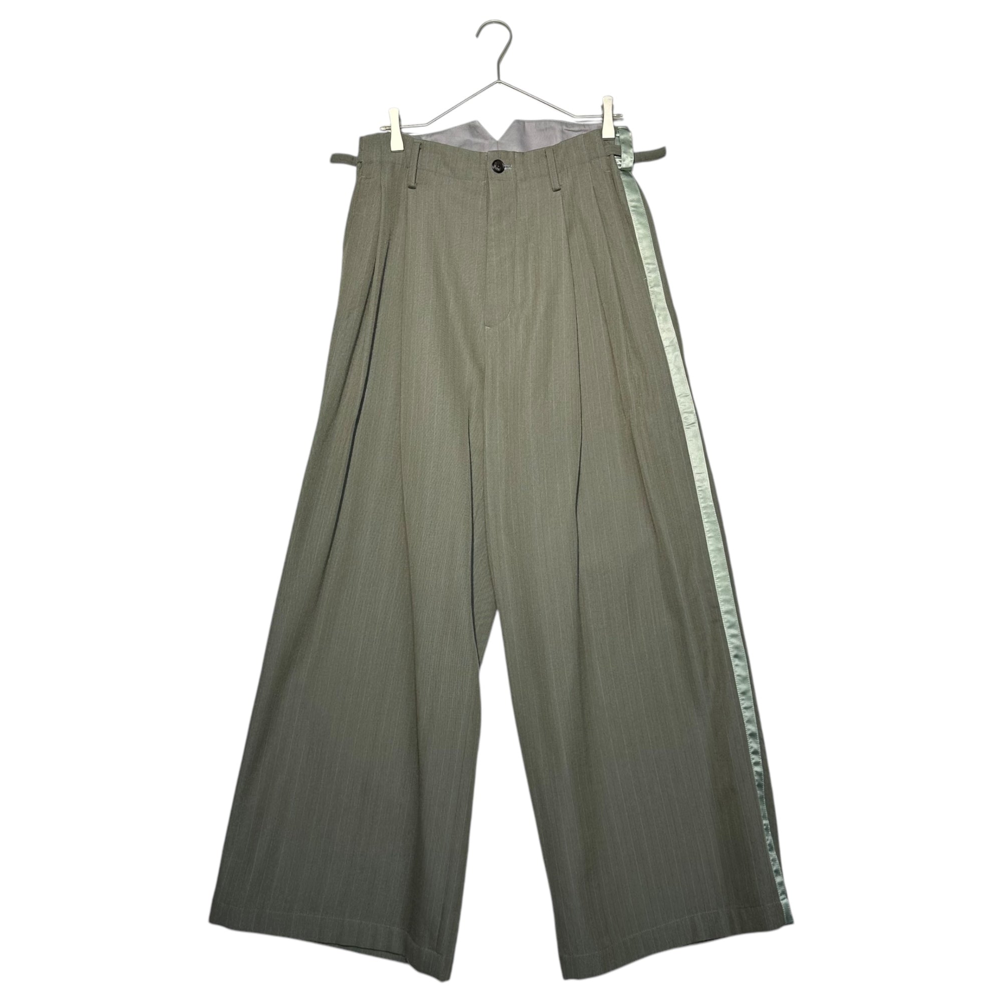 SOSHIOTSUKI(ソウシオオツキ) 22AW OVERSIZED DOUBLE SMOKING JACKET SET UP オーバーサイズ ダブル スモーキング ジャケット セットアップ S22AW05JKT / S22AW09PT JKT:44/PTS:46 グレー×グリーン スラックス 上下