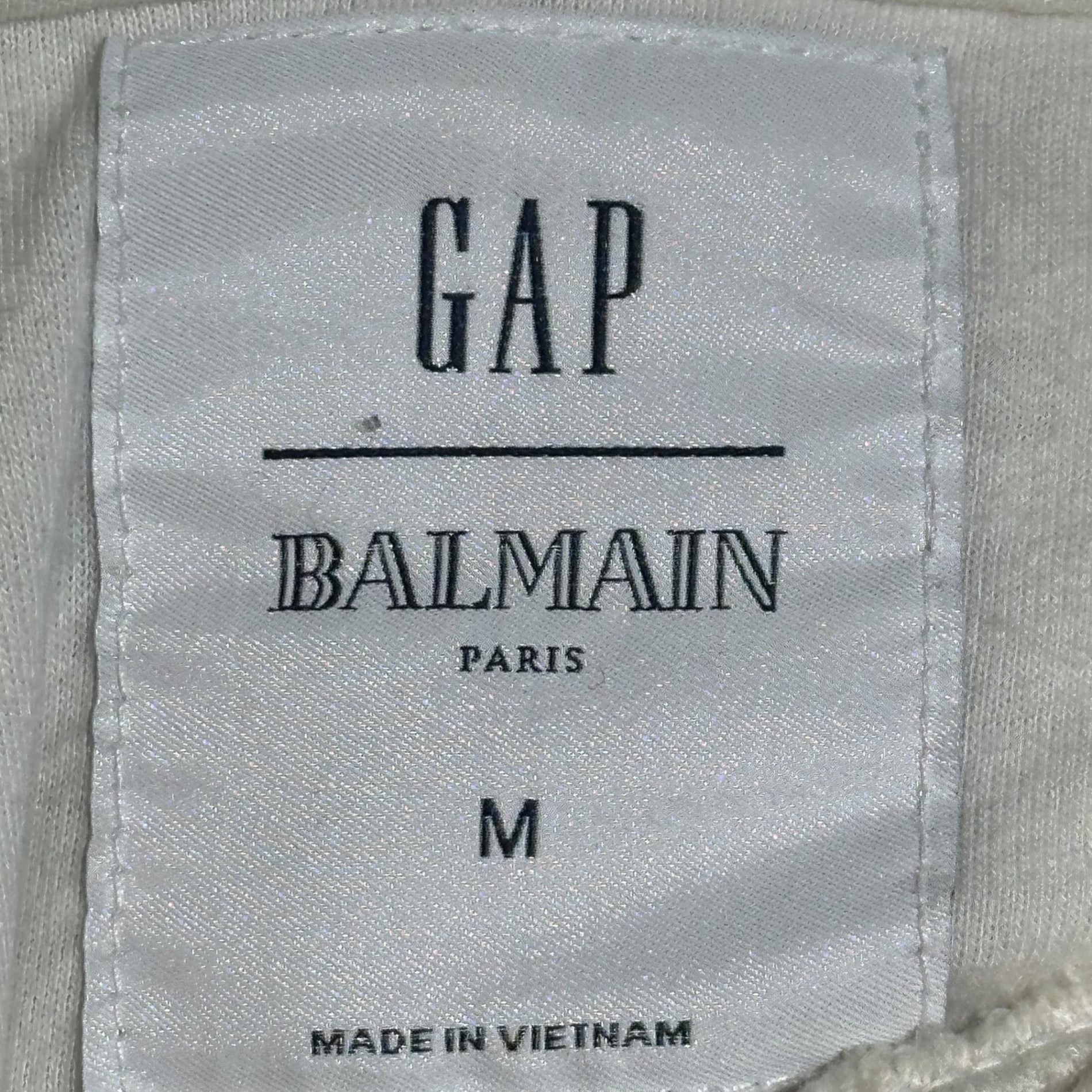 BALMAIN×GAP(バルマン×ギャップ) 18AW American Flag Hoodie 星条旗 ロゴ プリント プルオーバー パーカー 383811-00 M ホワイト×レッド×ネイビー USA国旗