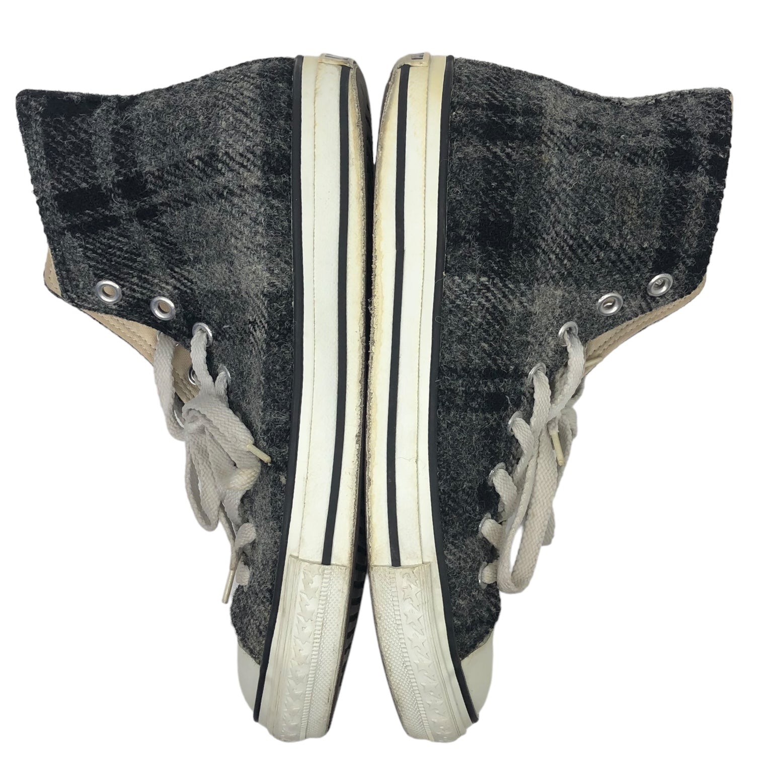 A BATHING APE × Harris Tweed (アベイシングエイプ×ハリスツイード) BAPE STA wool sneakers HI ベイプ スタ ウール スニーカー ハイカット 26.0cm グレー