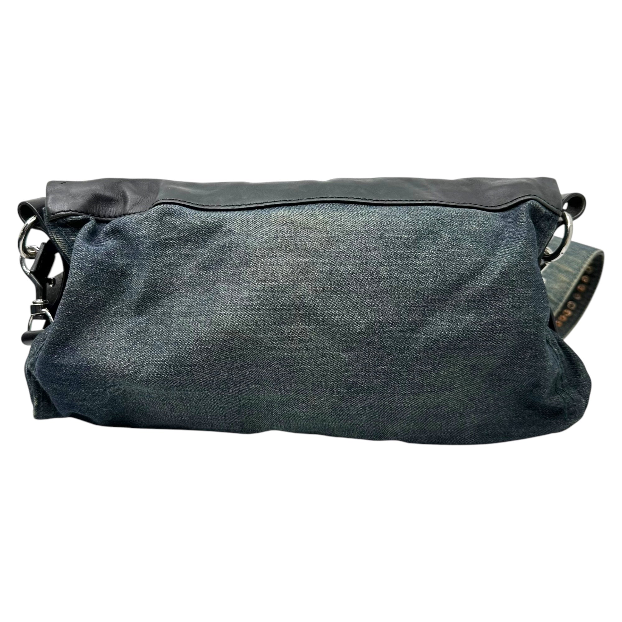 DIESEL(ディーゼル) 00's Denim Leather Studded Shoulder Bag デニム レザー スタッズ ショルダー バッグ インディゴ×ブラック