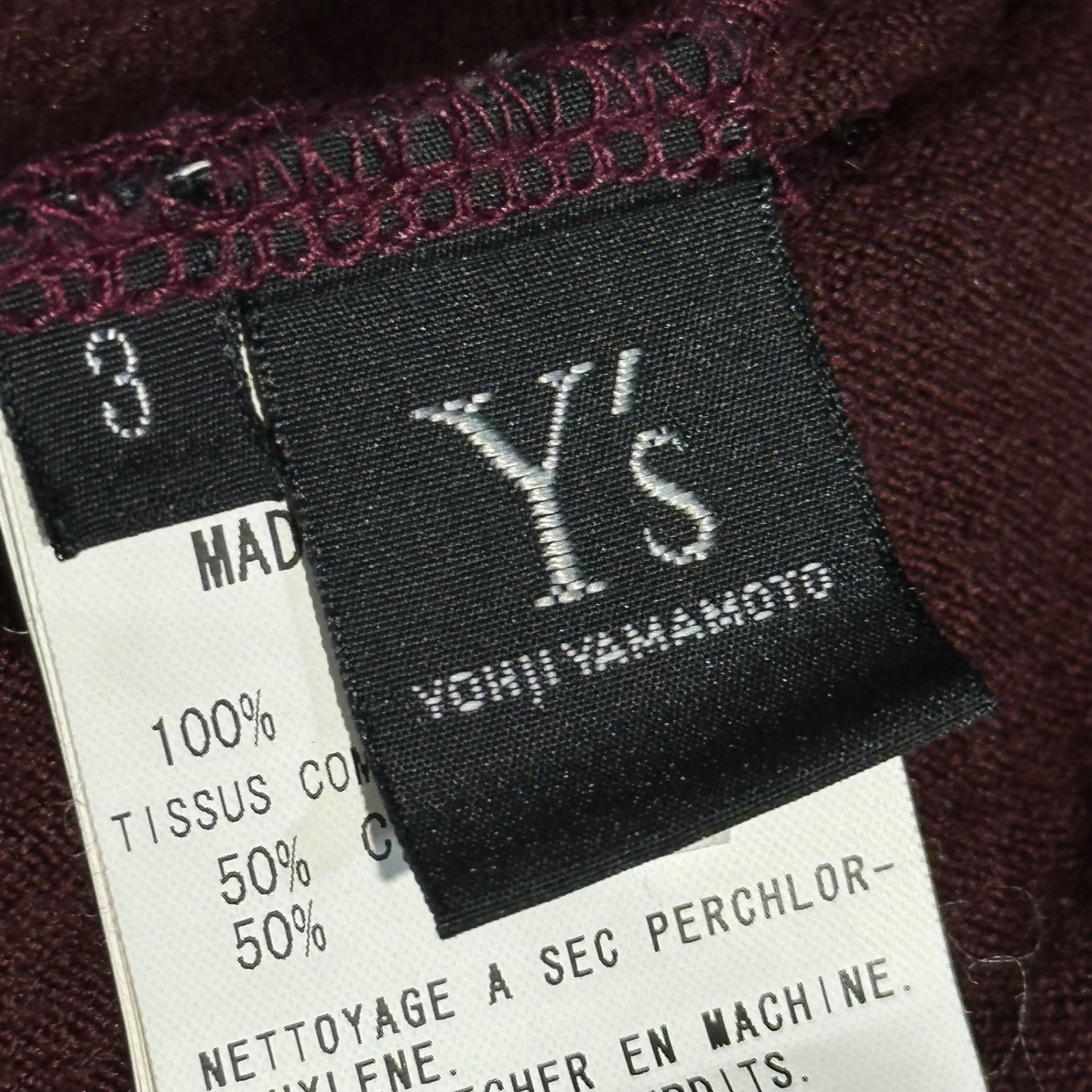 Y's(ワイズ) Wide silhouette wool deformed cut and sew ワイドシルエット ウール 変形 カットソー YJ-T32-873 3(L程度) ボルドー