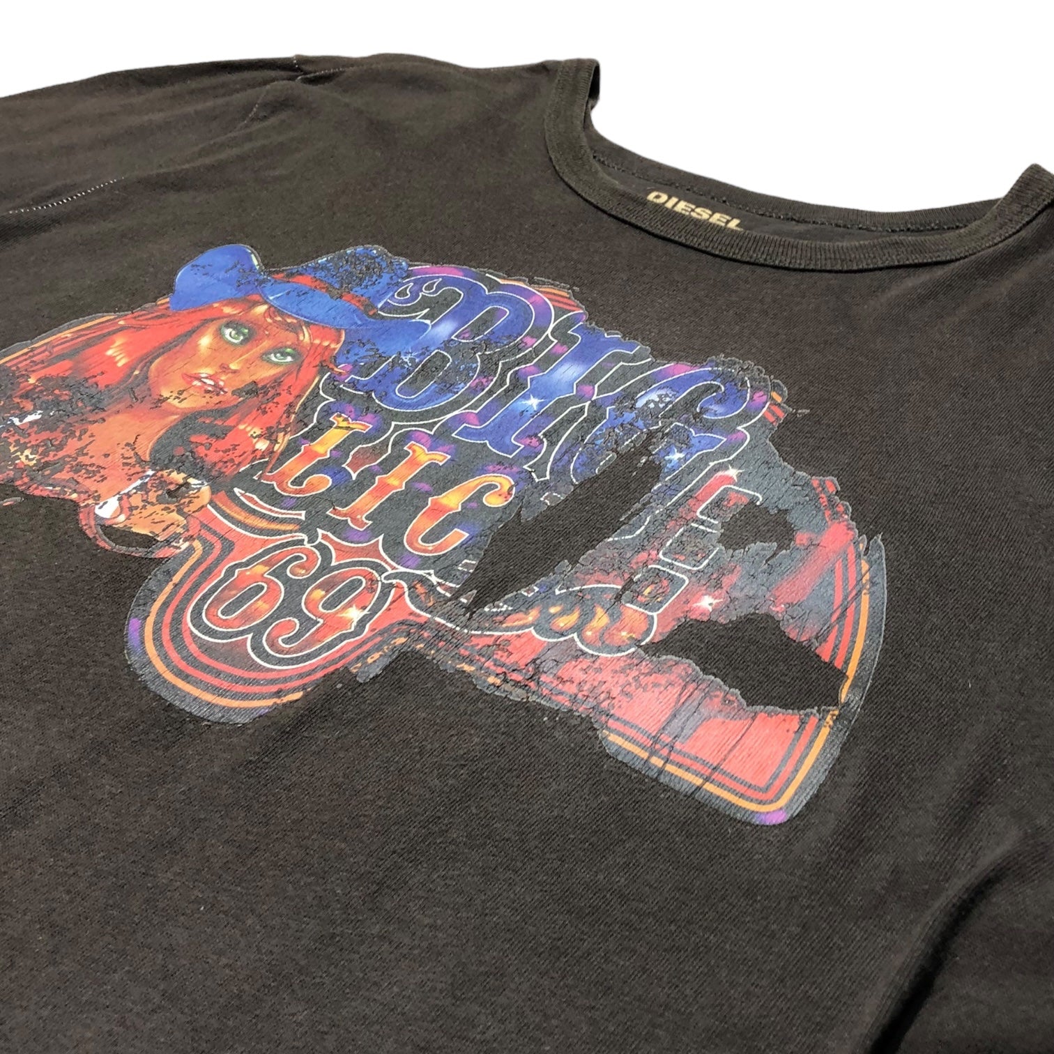 DIESEL(ディーゼル) BIG LIC 69 print T-shirt プリント Tシャツ XL ブラック