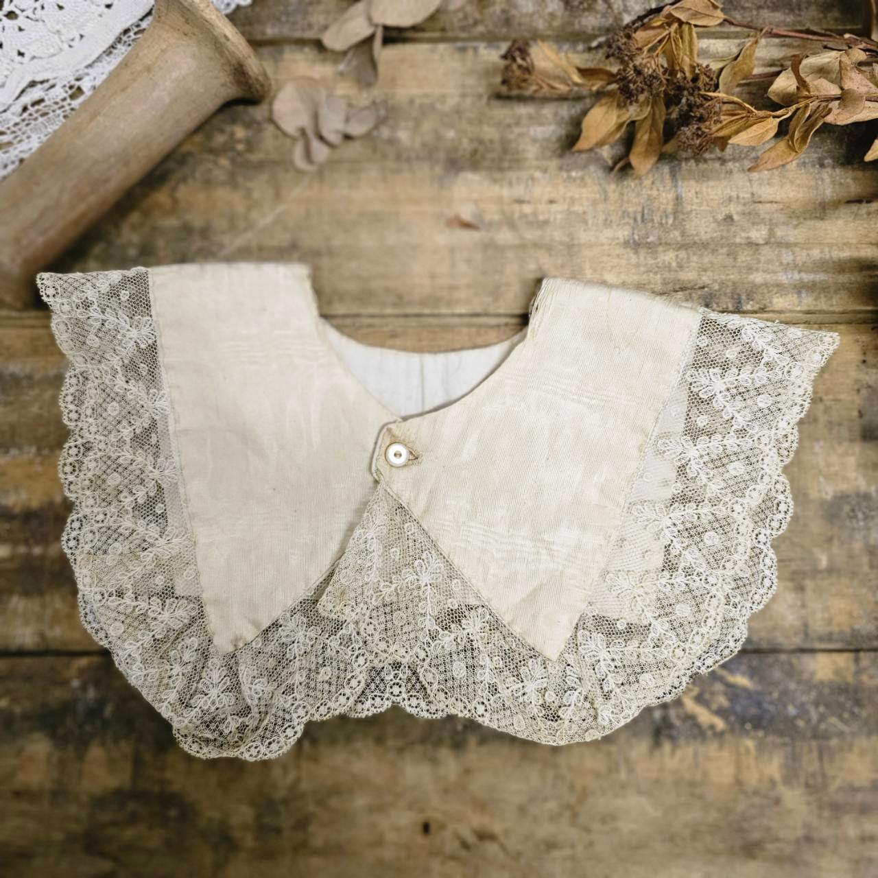 Euro antique(ヨーロッパアンティーク) 10~'s lace collar レース つけ襟 FREE ベージュ