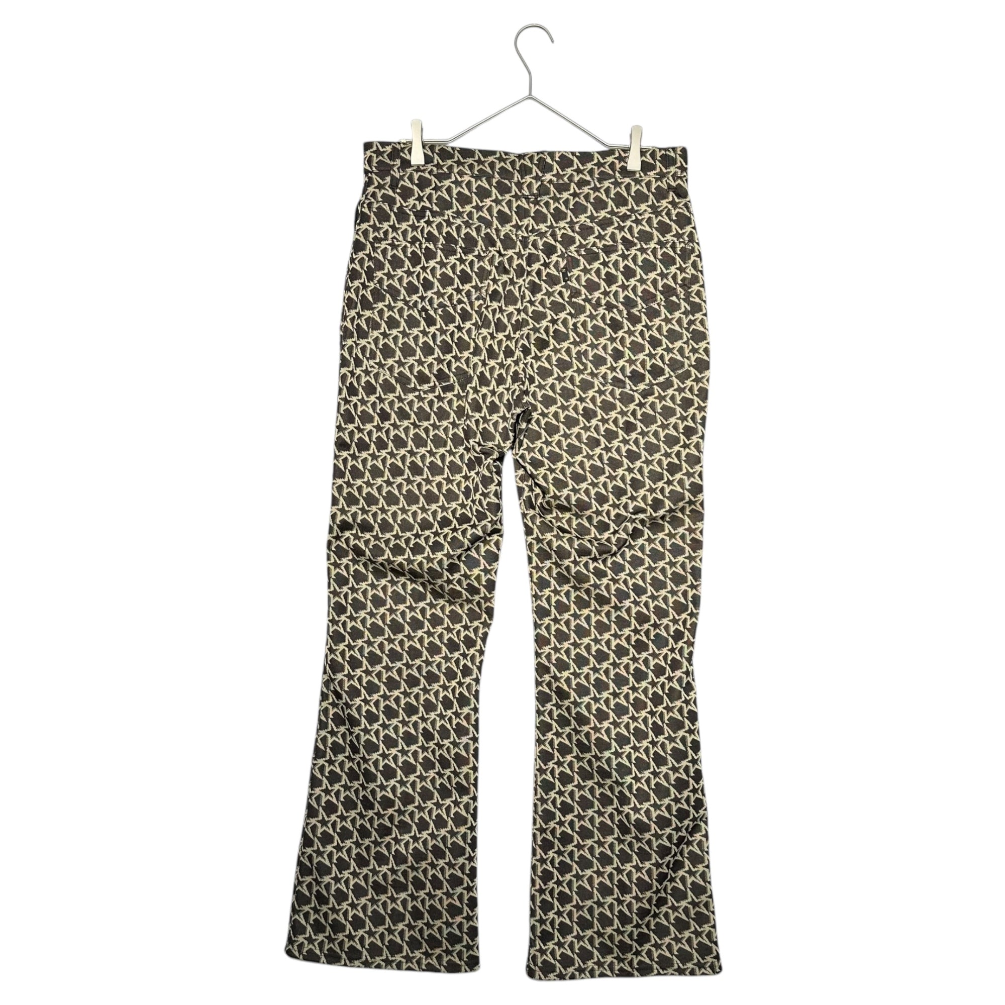 NEEDLES(ニードルズ) Boot Cut Jean - Poly Jacquard print STAR トラック パンツ ジャガード プリント スター LQ526 M ブラウン×ベージュ 星 ロゴ スラックス