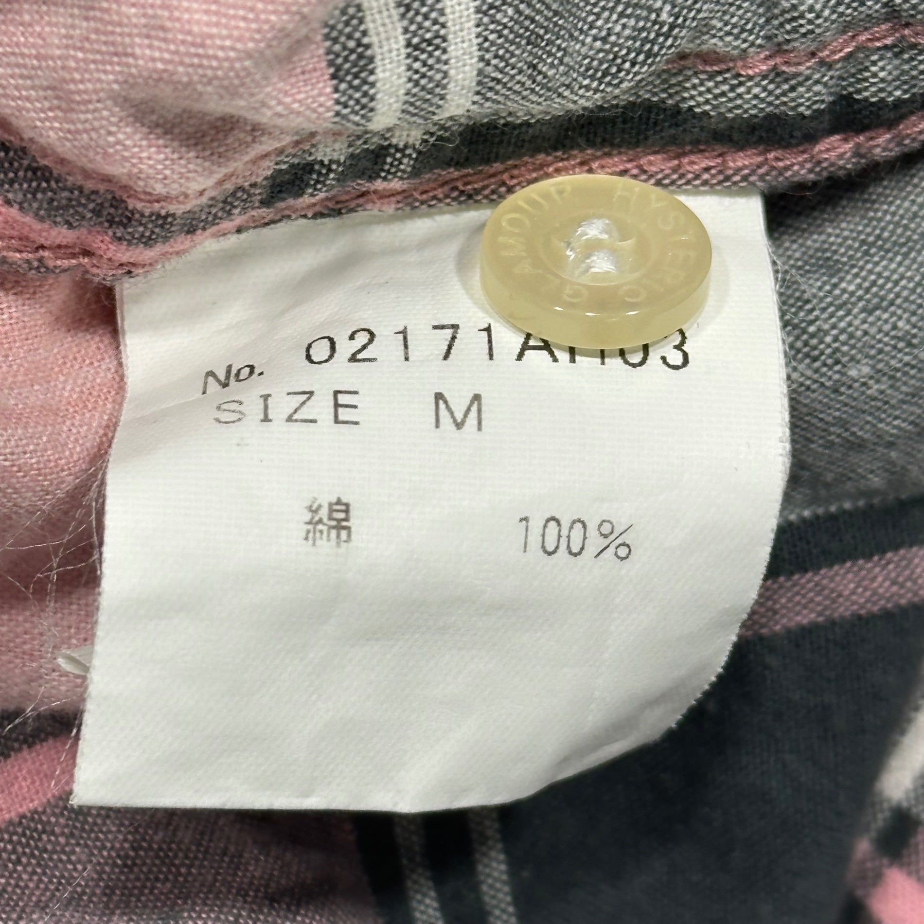 HYSTERIC GLAMOUR(ヒステリックグラマー) Devil Embroidered Check Shirt デビル 刺繍 チェック シャツ 02171AH03 M ピンク×グレー