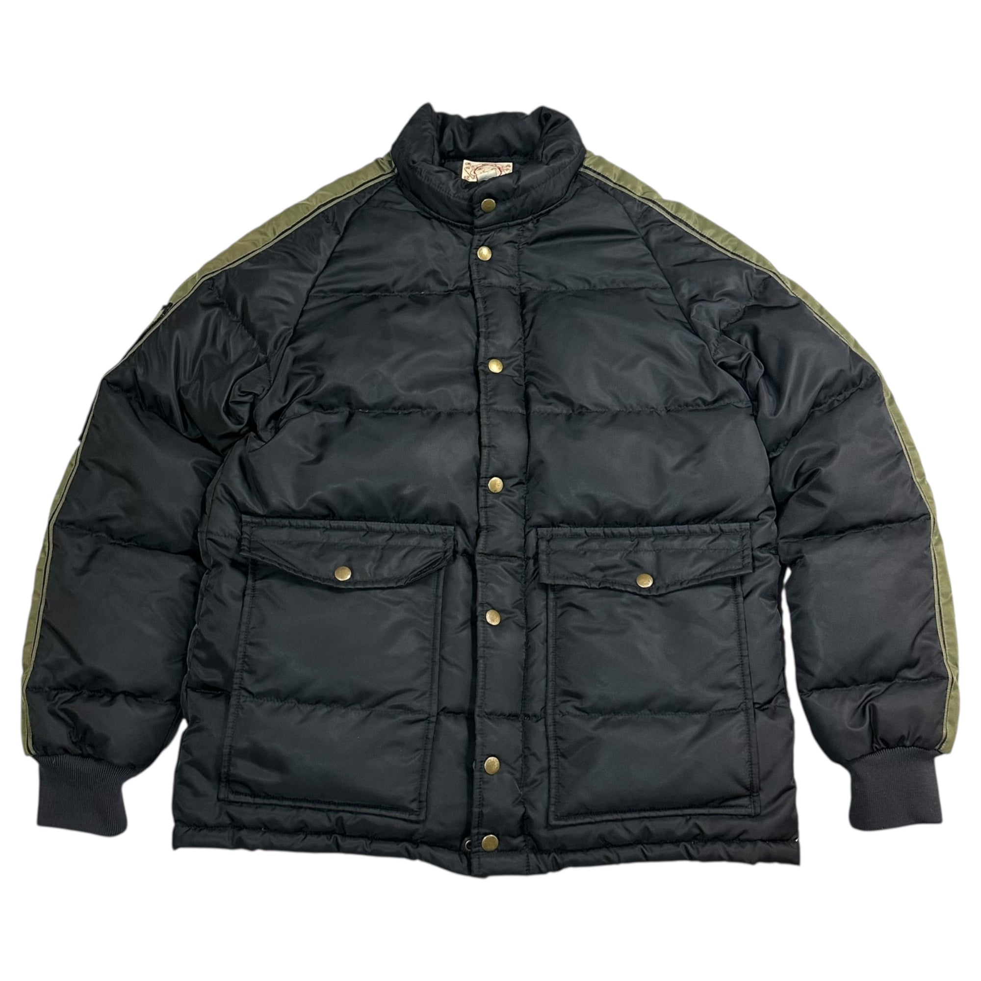 EVISU(エヴィス) Sleeve Line Racing Down Jacket 袖ライン レーシング ダウン ジャケット 42(L~XL程度) ブラック×カーキ