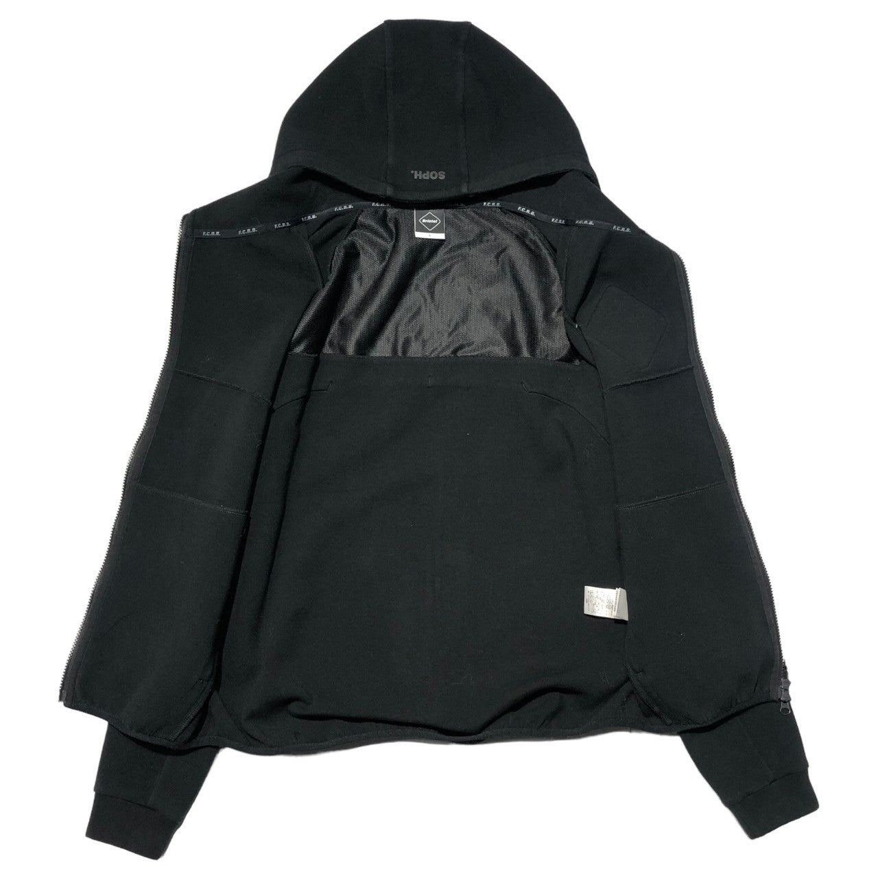 F.C.Real Bristol FCRB(エフシーレアルブリストル) VENTILATION HOODIE ベンチレーション フーディ FCRB-192003 L ブラック ジップ パーカー ロゴ