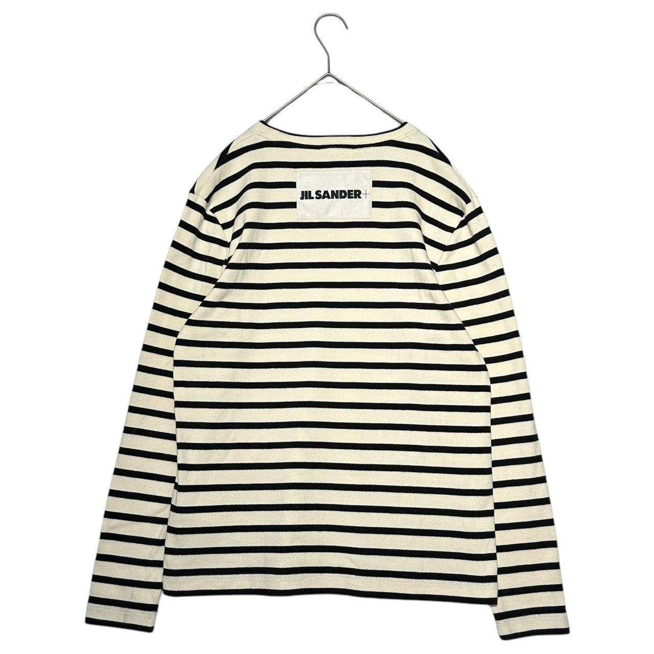 JIL SANDER+(ジルサンダープラス) 23SS Cotton Striped L/S TEE コットン 長袖 カットソー J47NH0002 S アイボリー×ブラック Tシャツ バスクシャツ ロゴ