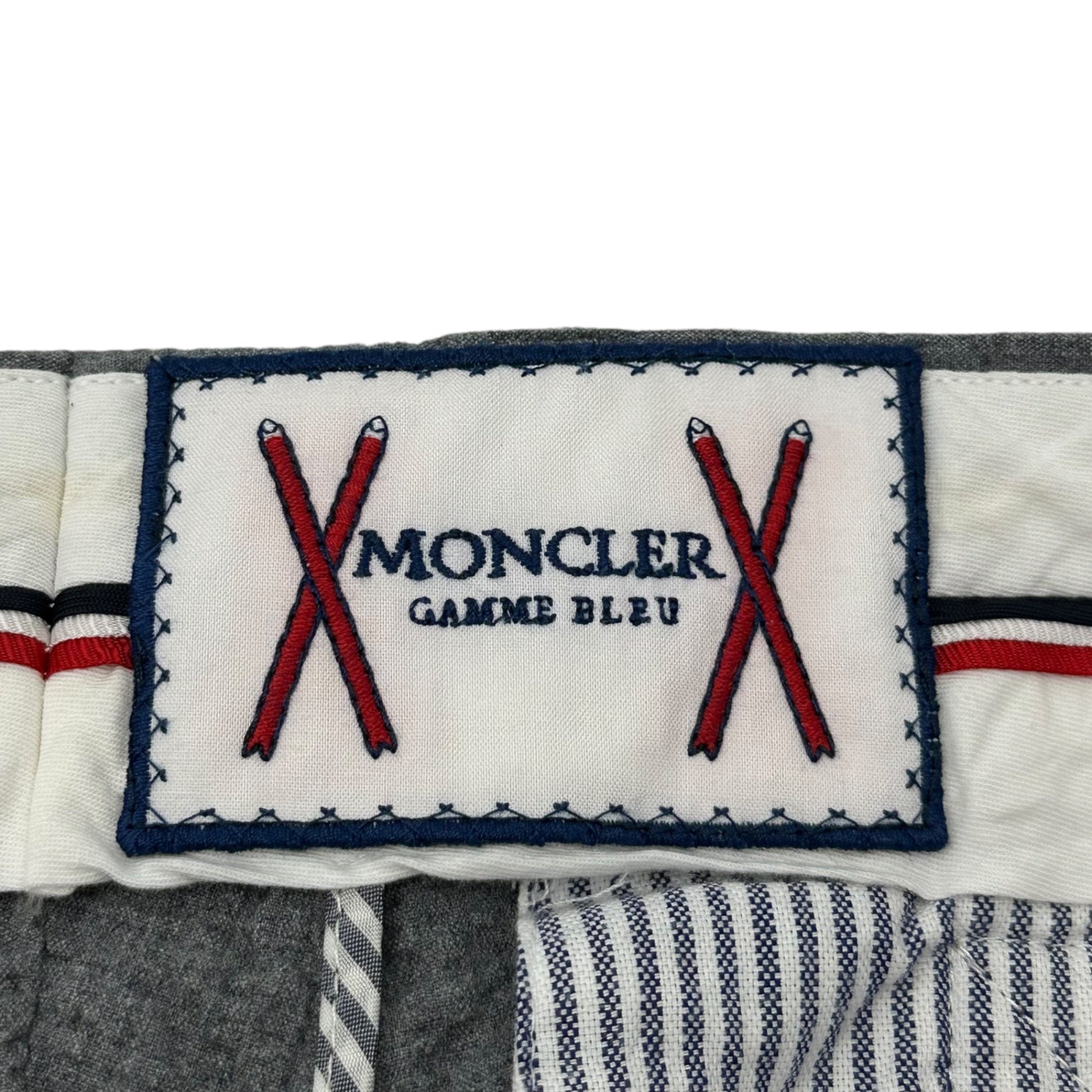 MONCLER GAMME BLEU(モンクレールガムブルー) Seersucker Side Button Shorts シアサッカー サイドボタン ショーツ D13911301100 4 グレー ハーフ ショート パンツ コットン