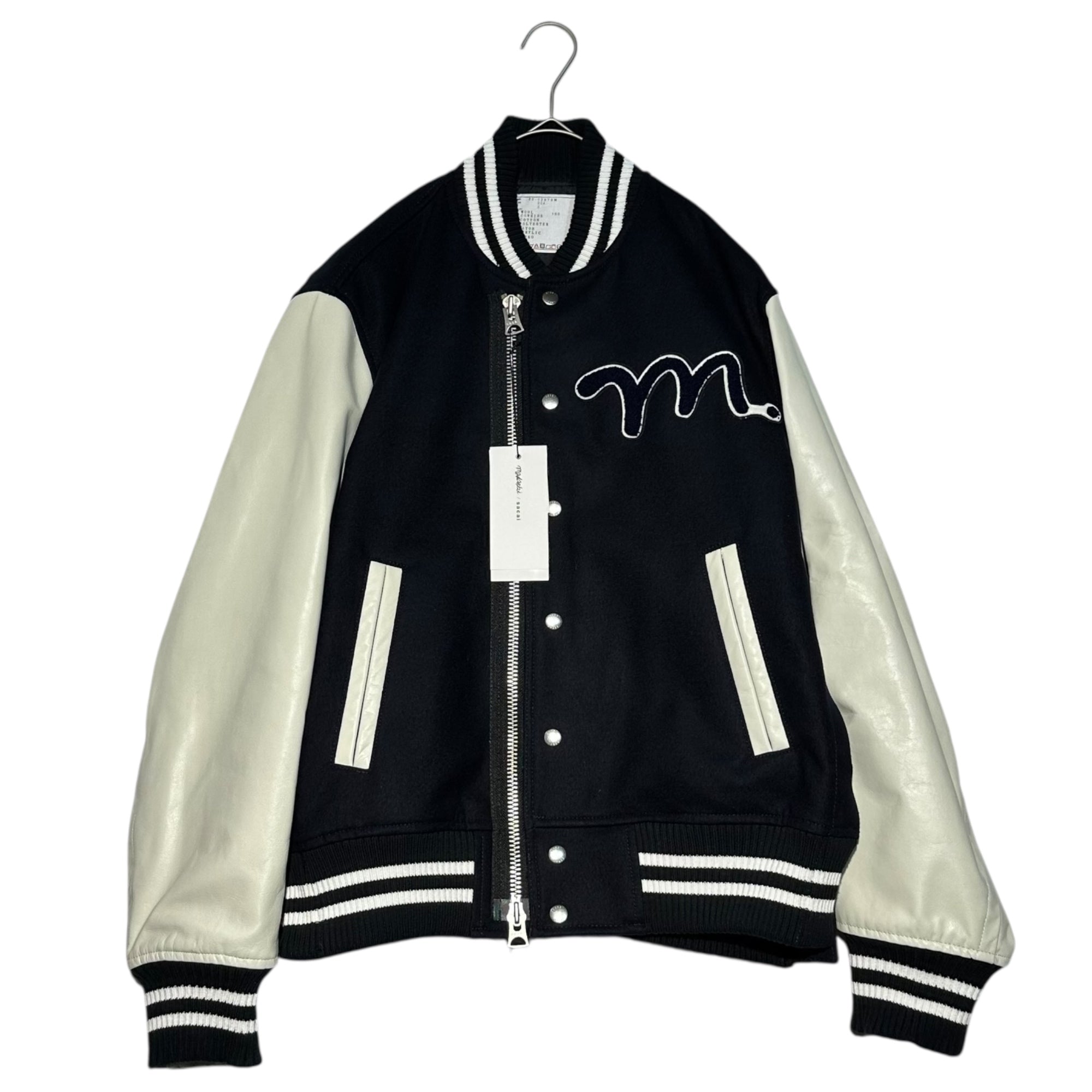 sacai×MADSAKI(サカイ×マサキ) MADSAKI Wool Melton Studium blouson マサキ ウール メルトン スタジアム ブルゾン スタジャン 22-02879M 2(M程度) ネイビー×ホワイト