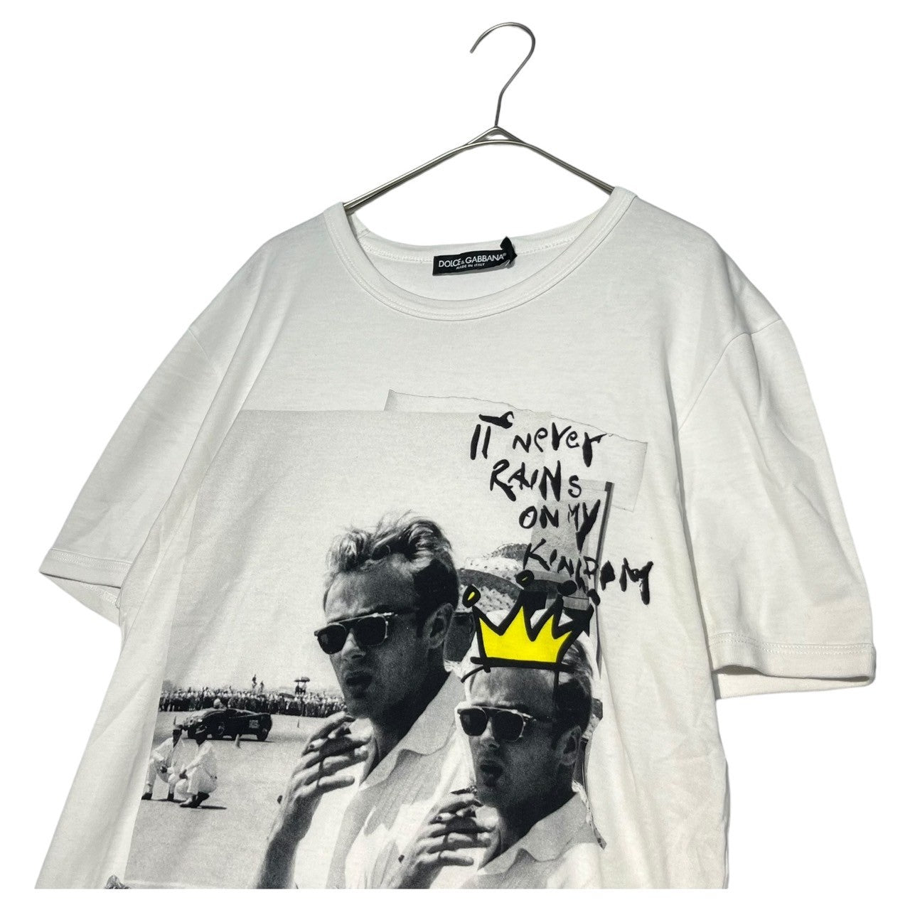 DOLCE&GABBANA(ドルチェ&ガッバーナドルガバ) "IT never rains on my kingdom" photo print TEE フォト プリントTシャツ G8HI7T HP74L 46(M程度) ホワイト