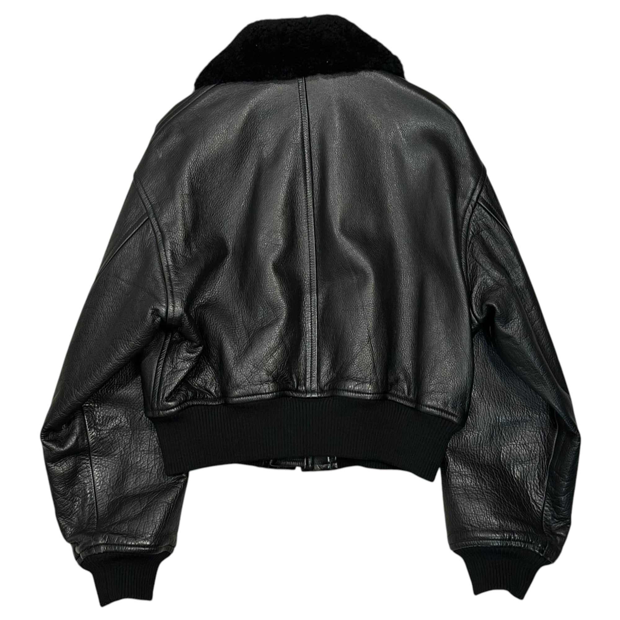 tricot COMME des GARCONS(トリココムデギャルソン) 80's Vintage Short-Length Faux Fur Leather Bomber Jacket 80年代 ショート レングス ボア レザー ボンバー ジャケット TJ-050730 FREE ブラック AD表記無 男性着用可能 ヴィンテージ アーカイブ 稀少