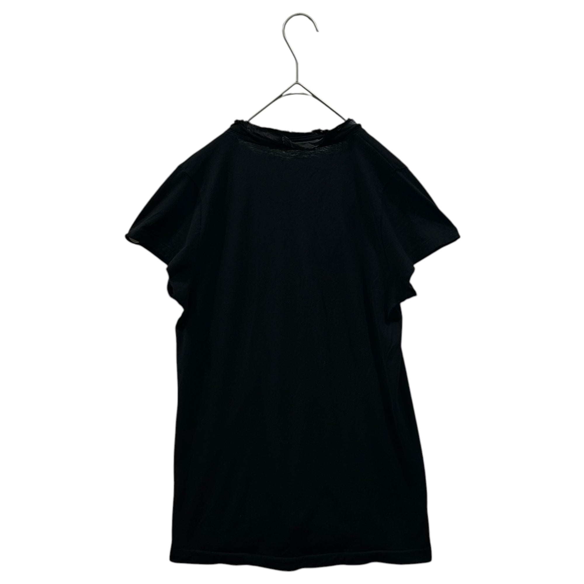 sacai luck(サカイラック) Mixed-Fabric U-Neck Printed T-Shirt 異素材切替 Uネック プリント Tシャツ ブラック