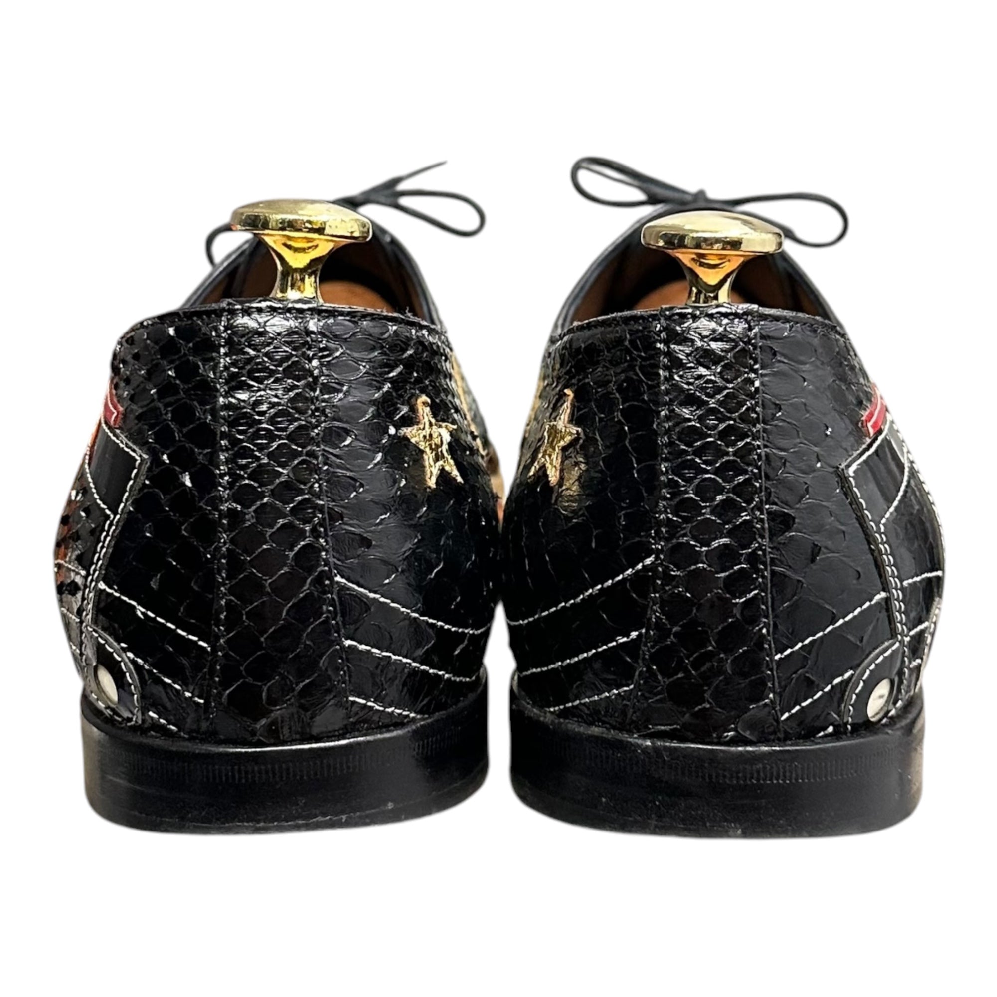 SAINT LAURENT PARIS(サンローランパリ) 2016AW By Hedi Slimane Python Patch Leather Dress Shoes パイソン 音符 パッチ レザー オックスフォード シューズ 485152 43(約27.5cm〜28.0cm) ブラック エディ期 ダービー