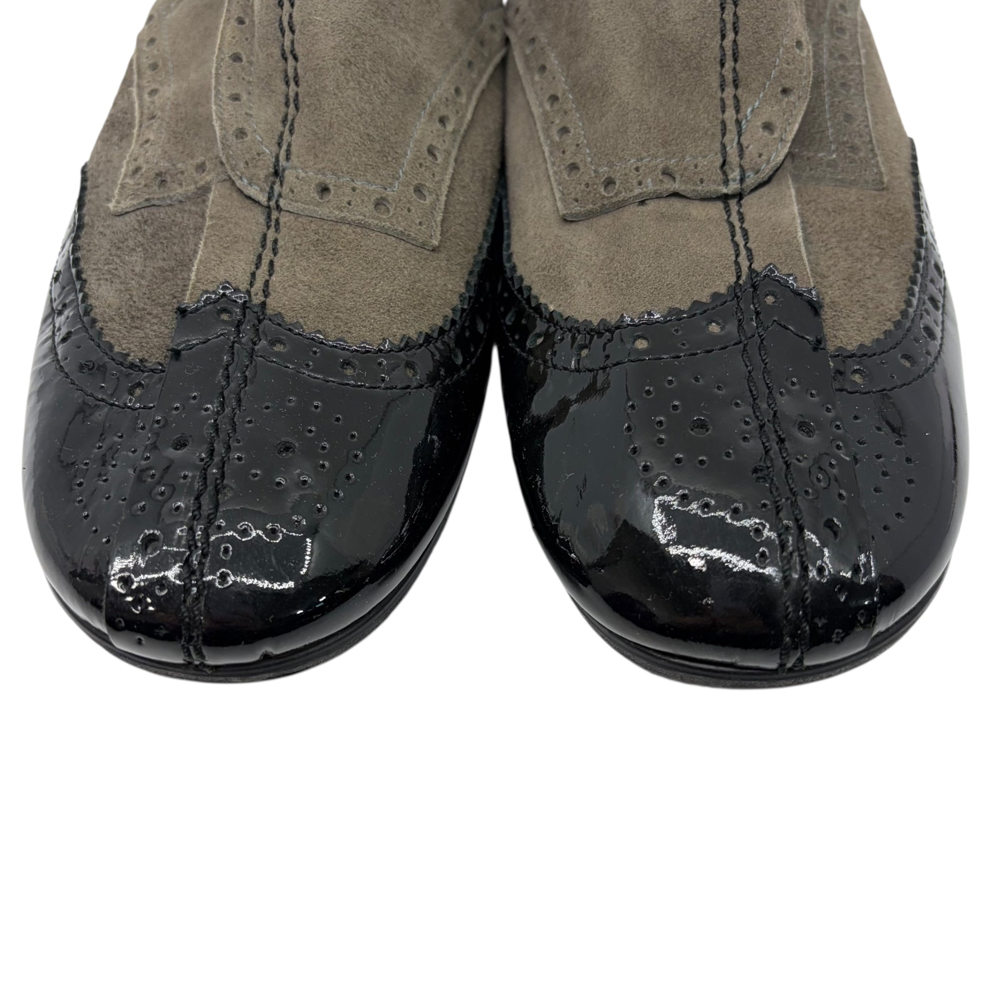 tricot COMME des GARCONS(トリココムデギャルソン) Medallion Side-Gore Patent Suede Shoes メダリオン サイドゴア パテント スウェード シューズ 25cm ブラック×ブラック レザー