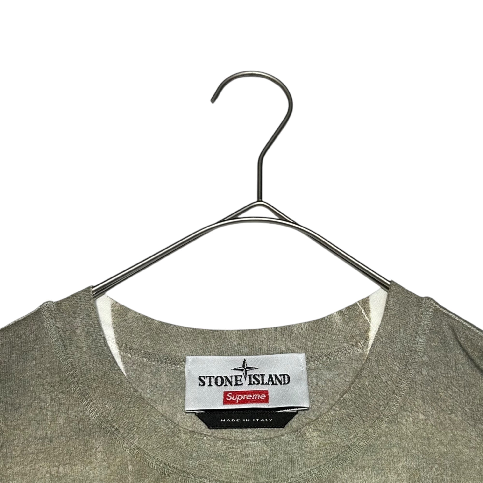 STONE ISLAND×SUPREME(ストーンアイランド×シュプリーム) 22SS S/S Top Mona Lisa モナリザ プリント ロゴ 半袖 Tシャツ 7625201S7 S カーキ×ホワイト コラボ