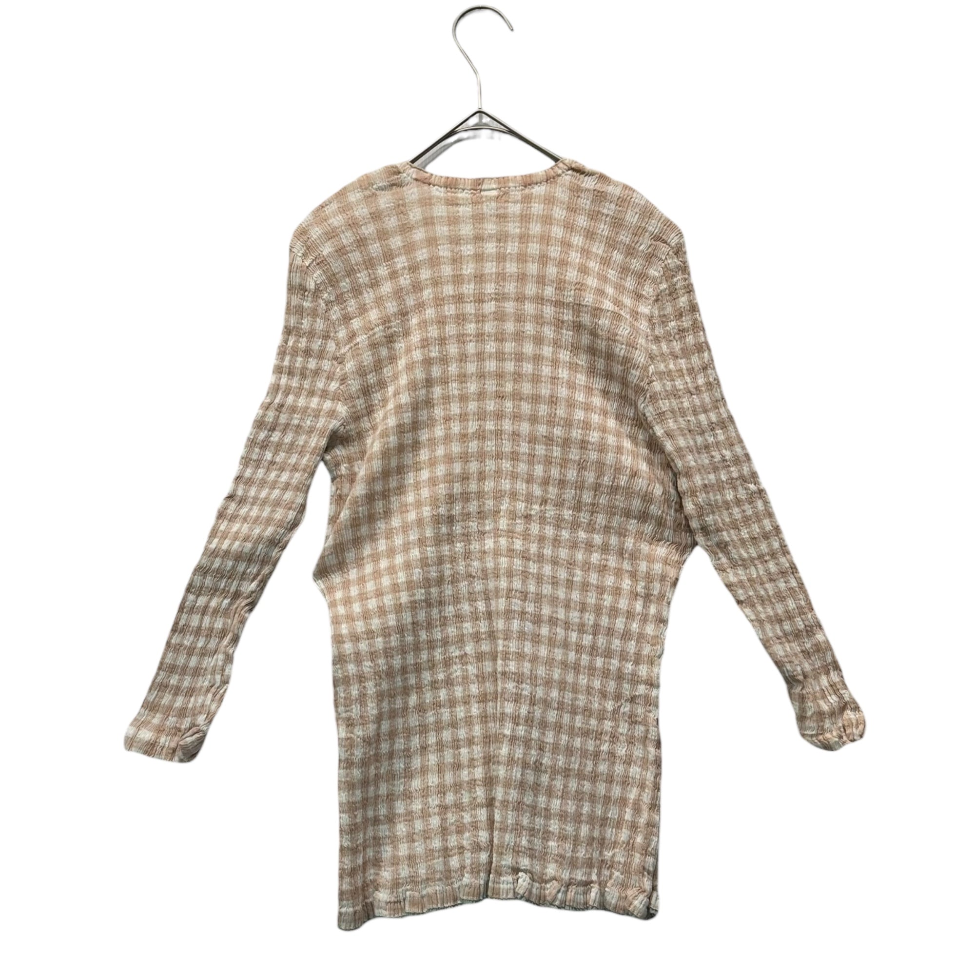 creperie Tsumori Chisato(クレプリツモリチサト) Wrinkle-effect Gingham Check L/S Top シワ加工 ギンガム チェック 長袖 カットソー CP11-FK019 2 ベージュ×ホワイト