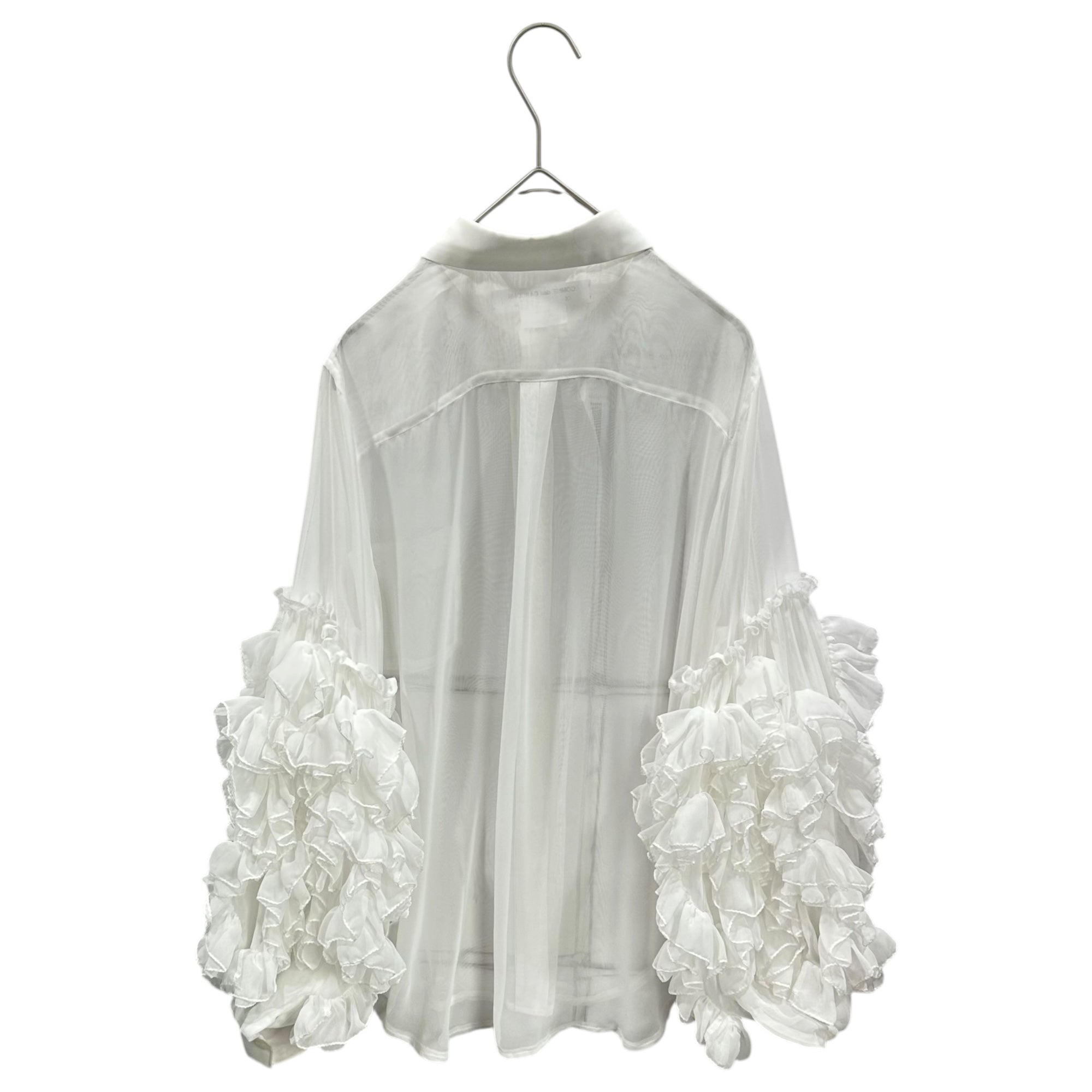 COMME des GARCONS COMME des GARCONS(コムデギャルソンコムデギャルソン) 2026SS Ruffle Sleeve Polyester Blouse フリル スリーブ ポリエステル ブラウス RQ-B009 XS ホワイト AD2025 2026SS コレクションLOOK使用別色