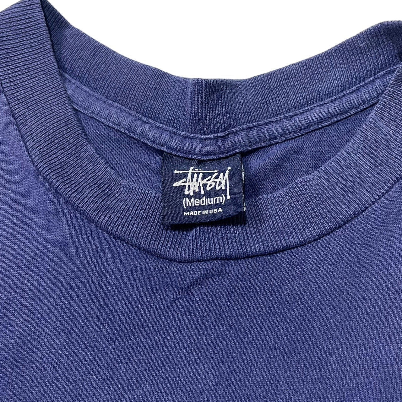 STUSSY(ステューシー) 90's~00's distortion logo 歪みロゴ Tシャツ SIZE M ネイビー×ライトブルー 90~00年代 OLD STUSSY
