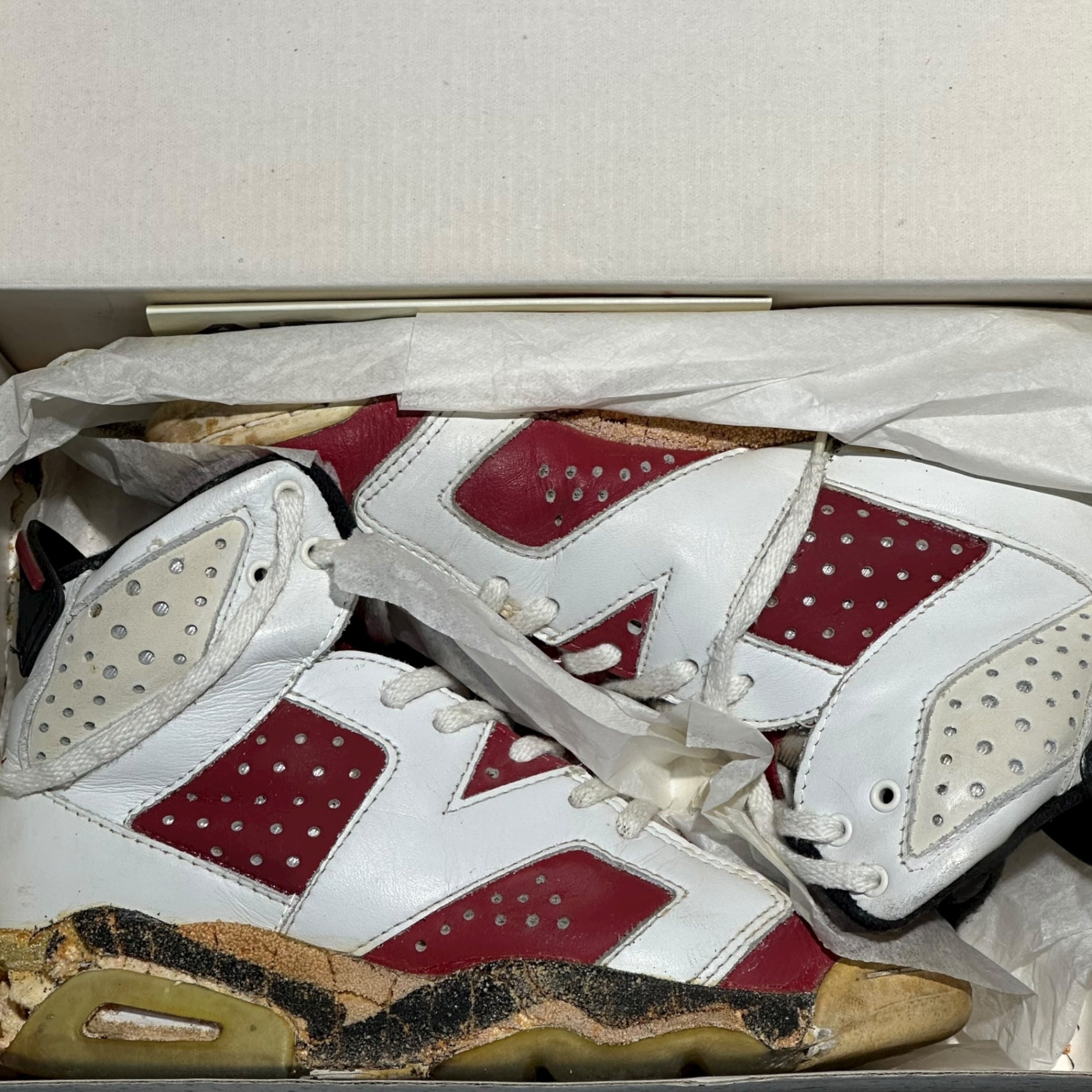 NIKE(ナイキ) 1991 AIR JORDAN 6 (GS) ”Carmine” エアジョーダン 6 ガールズ カーマイン 8606 US 5Y(23.5cm) ホワイト×レッド 90's 90年代 ヴインテージ スニーカー