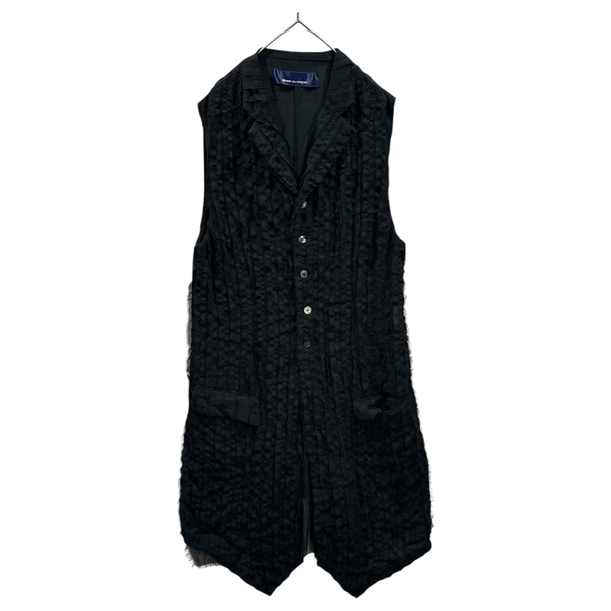 COMME des GARCONS(コムデギャルソン) 1993SS Aoyama-Limited Striped Cut-Off Sleeveless Coat 青山 限定 ストライプ カットオフ スリーブレス コート KX-251030 FREE ブラック AD1992 90s アーカイブ 稀少