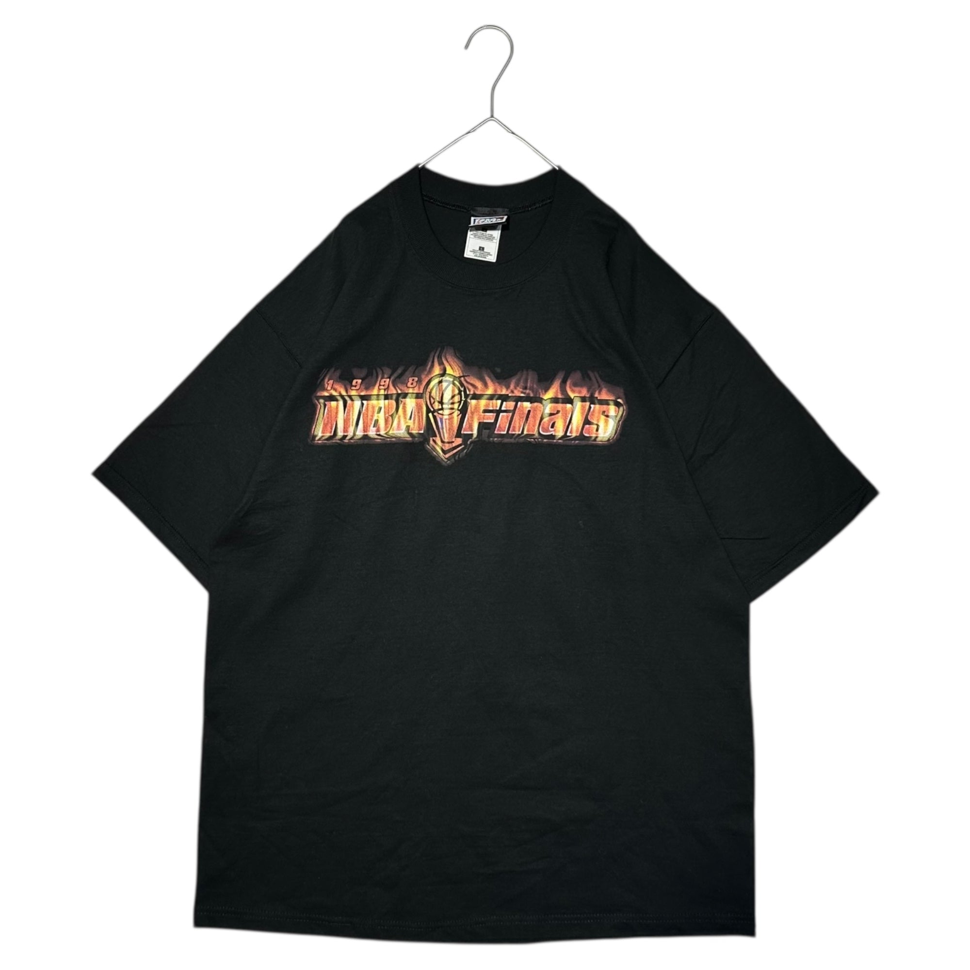 VINTAGE(ヴィンテージ) 1998 NBA Finals Flame Print T-Shirt 1998年 NBA ファイナルズ 炎 プリント Tシャツ L ブラック×オレンジ 90年代 NBA シカゴブルズ