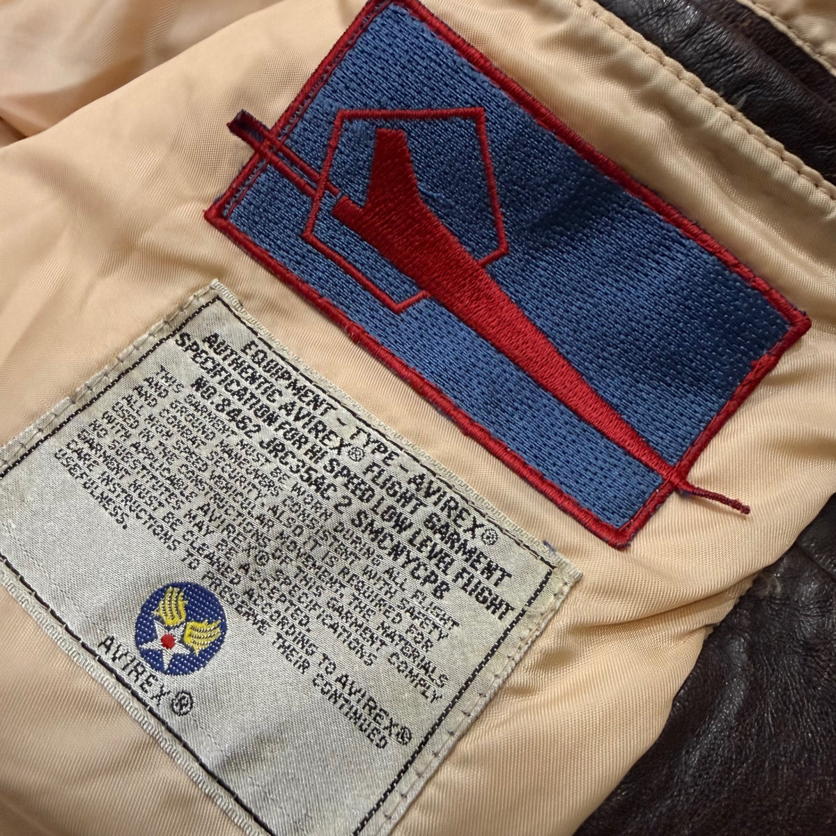 AVIREX(アヴィレックス) G-1 FLIGHT JACKET フライト レザー ジャケット S ブラウン ミリタリー ワッペン