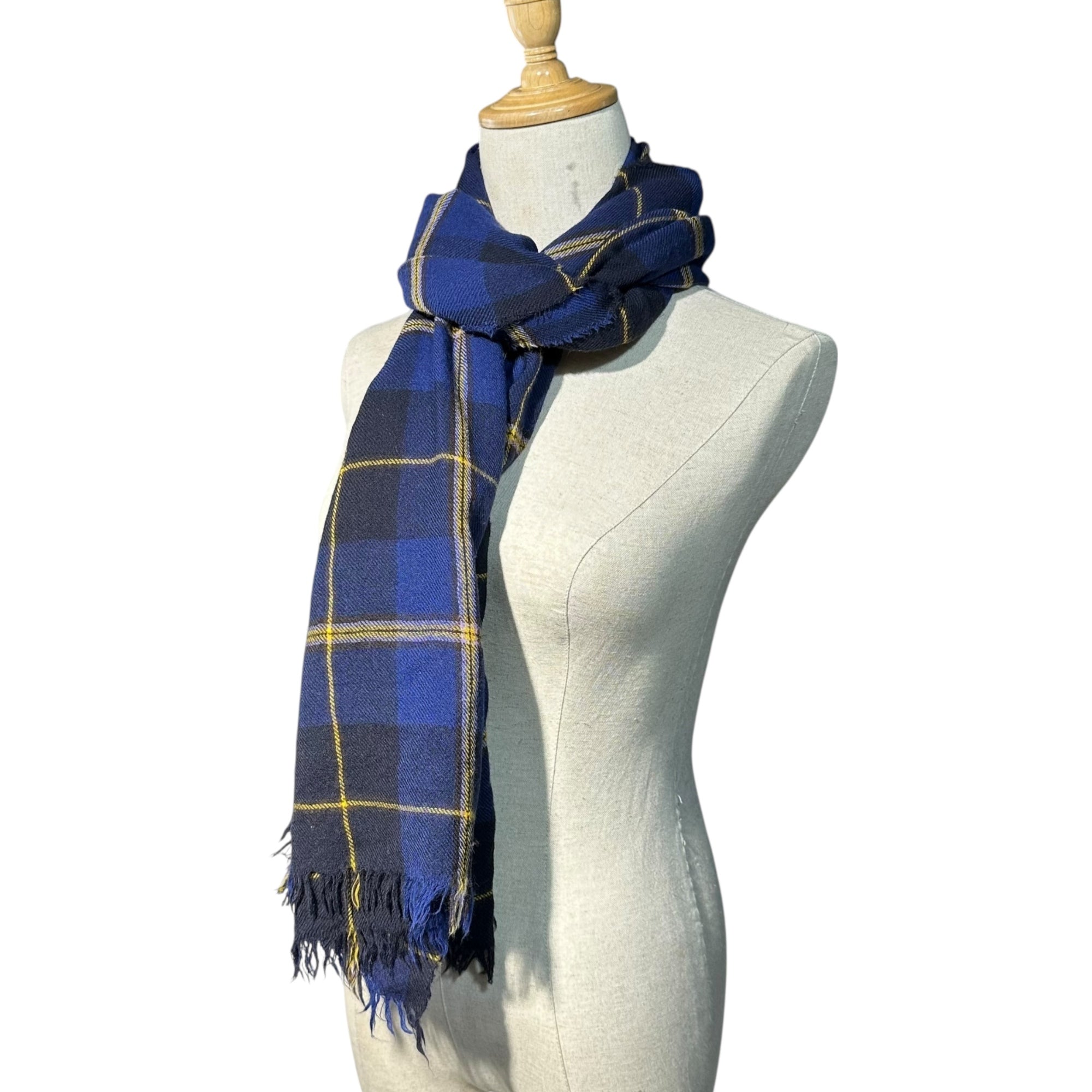 COMME des GARCONS(コムデギャルソン) "LOCHCARRON" Tartan Check Wool Stole タータン チェック ウール ストール OJ-K008 ブルー×イエロー LOCHCARRON生地使用 マフラー