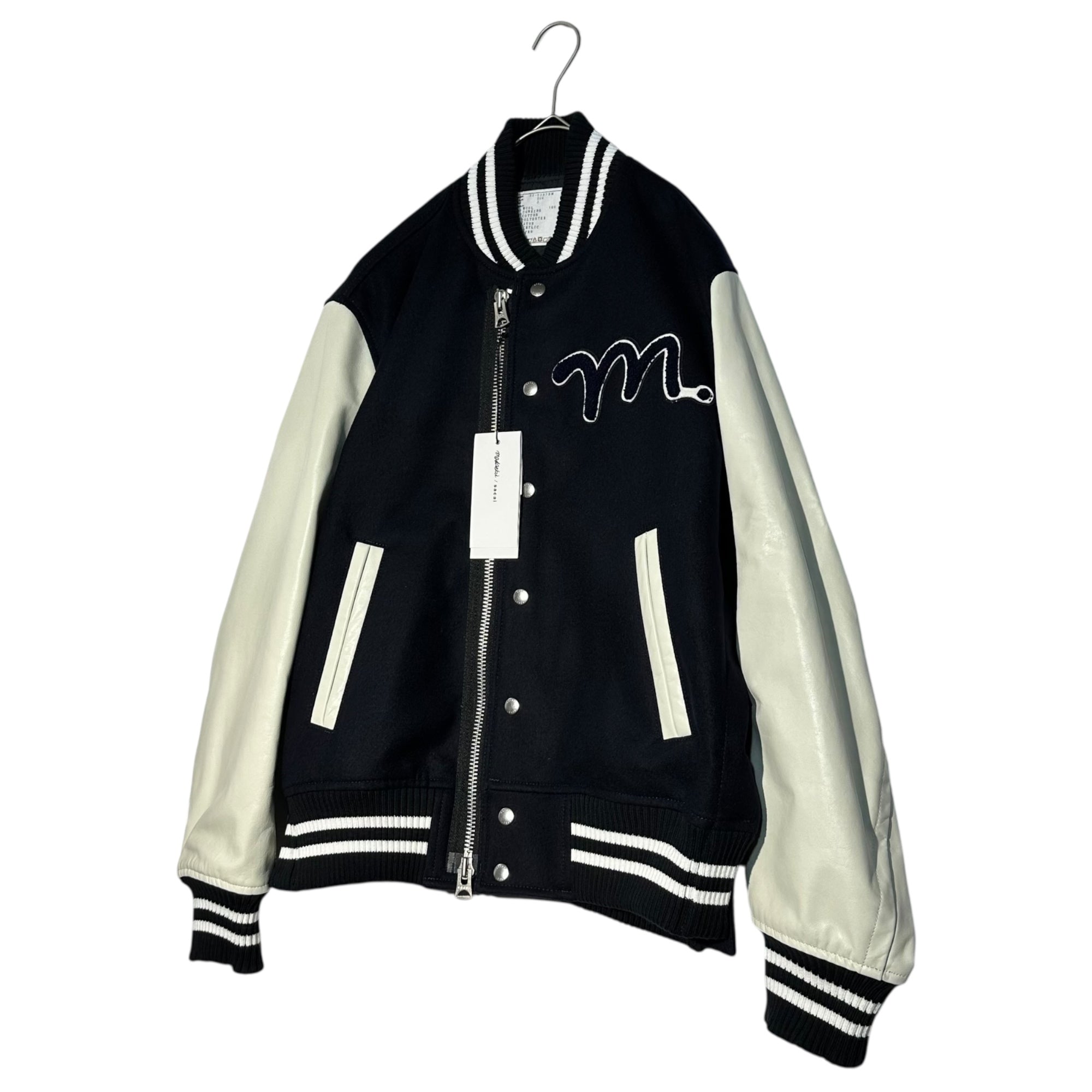 sacai×MADSAKI(サカイ×マサキ) MADSAKI Wool Melton Studium blouson マサキ ウール メルトン スタジアム ブルゾン スタジャン 22-02879M 2(M程度) ネイビー×ホワイト