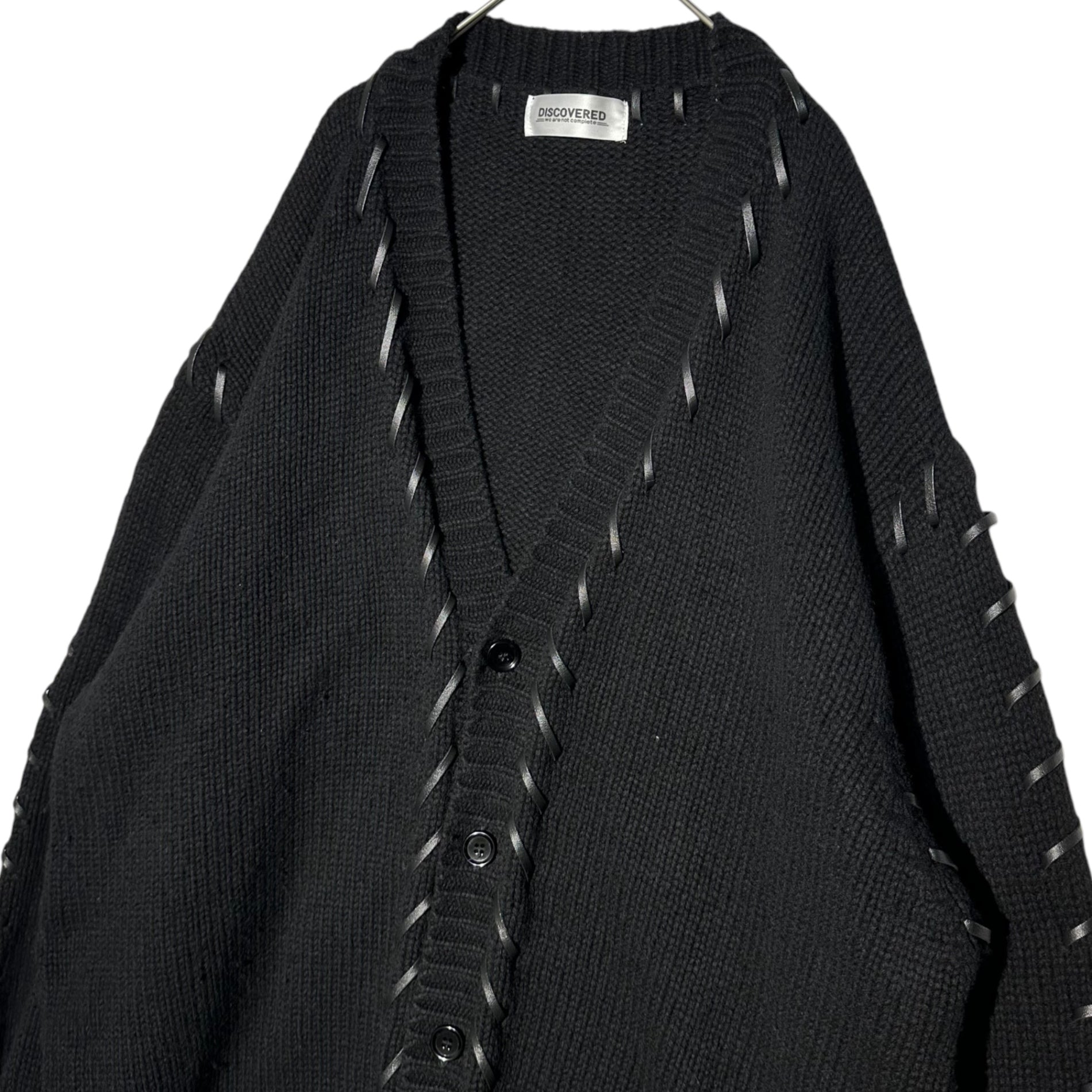 DISCOVERED(ディスカバード) 22AW LOOPING KNIT CARDIGAN レザー ループ ニット カーディガン DC-AW22-KN-04 2(M程度) ブラック