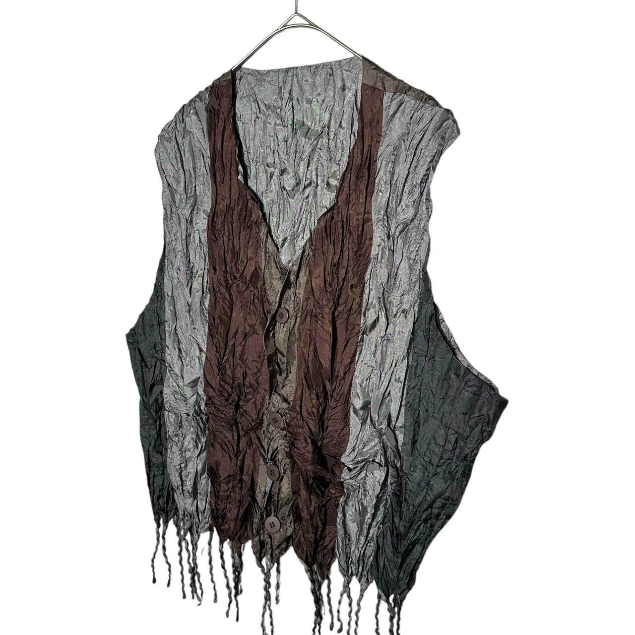 ISSEY MIYAKE(イッセイミヤケ) 06SS Fringe pleated vest フリンジ プリーツ ベスト IM61-FE701 M グレー ジレ