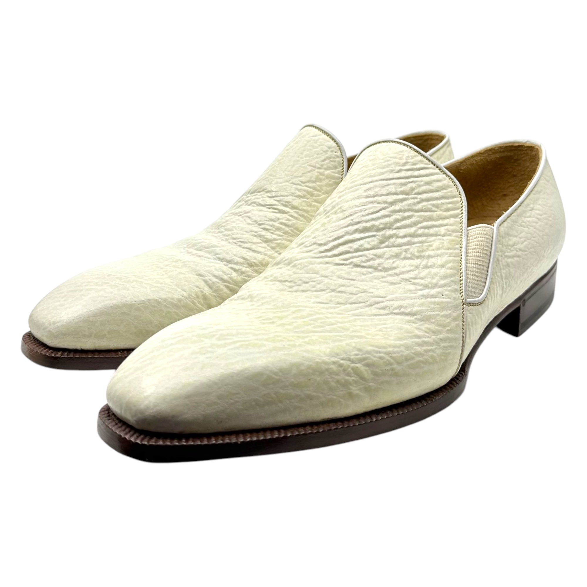 AUBERCY(オーベルシー) Shark Skin Vamp Leather Shoes シャーク スキン バンプ レザー シューズ 8(28cm程度) ホワイト 鮫皮 箱付