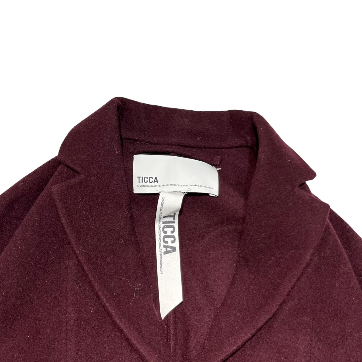 TICCA(ティッカ) オーバーサイズチェスターコート TAGA-316-02 SIZE 38(M) ワインレッド