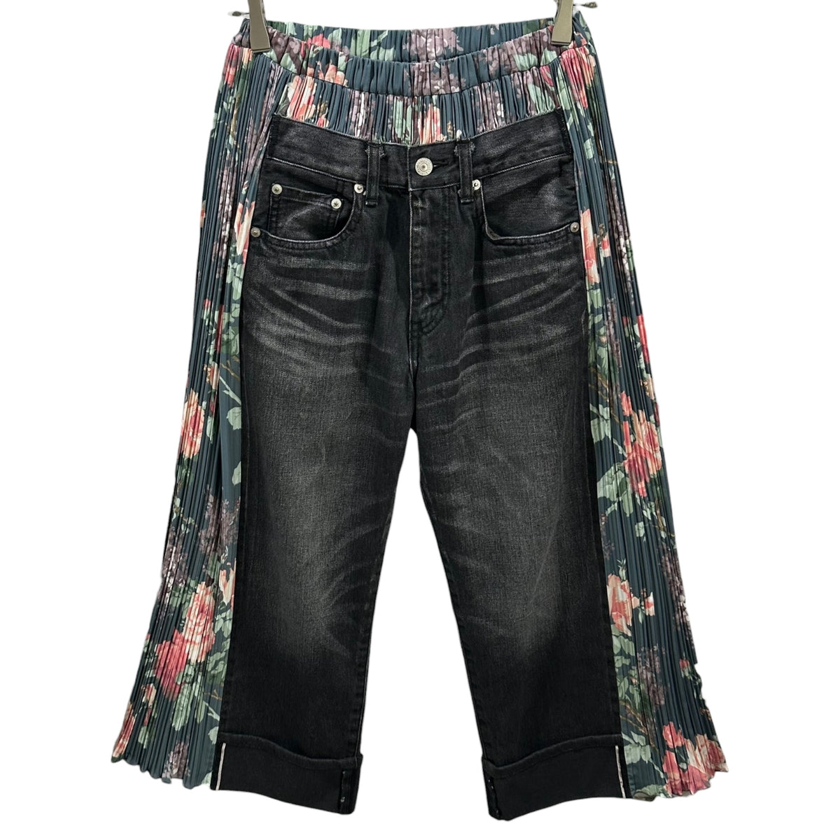 JUNYA WATANABE × Levi's(ジュンヤワタナベ × リーバイス) 2024AW Floral-Pleated Panel Black Denim Pants フラワー プリーツ パネル ブラック デニム パンツ JN-P107 S ブラック×ブルー AD2024